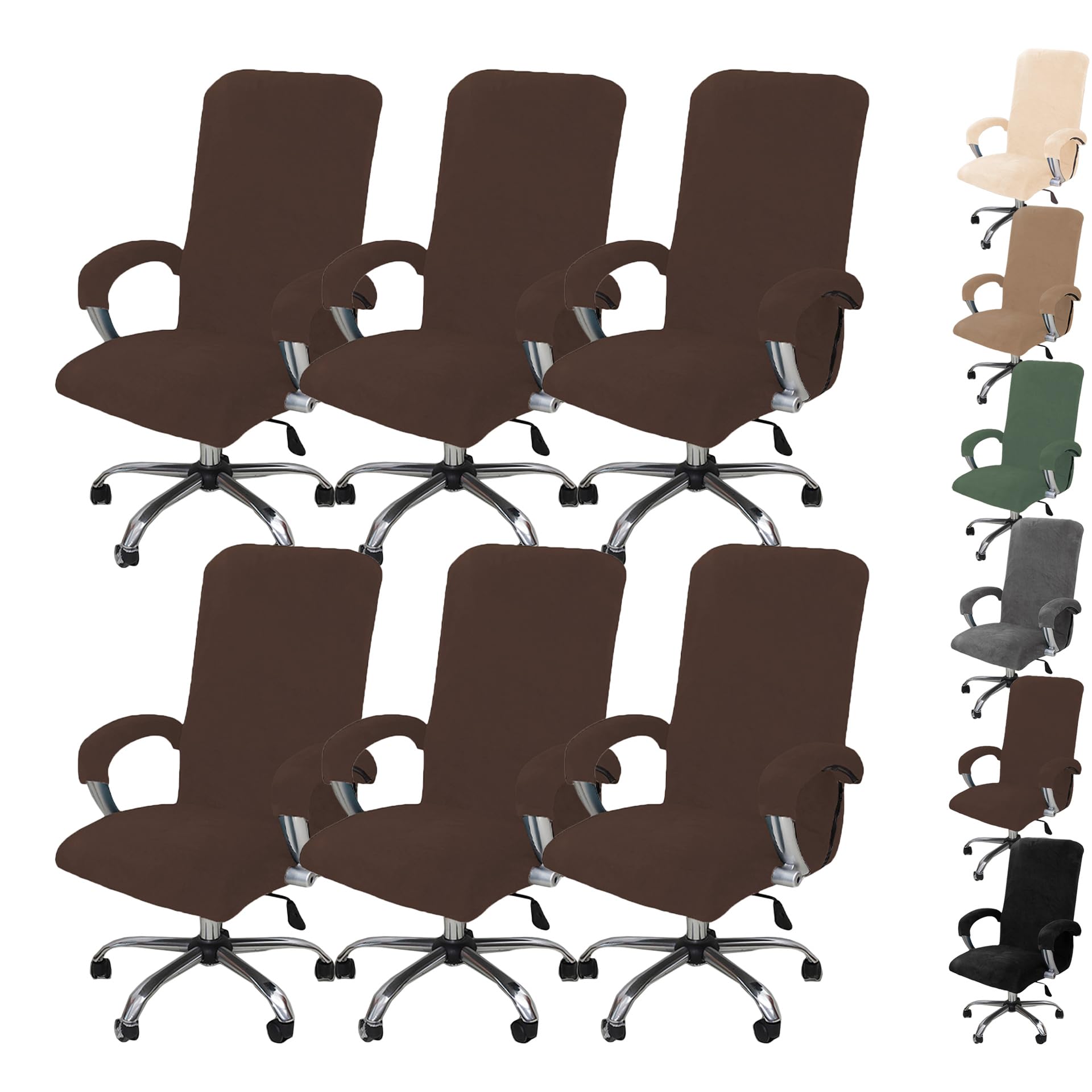 Set Di Fodere Elastiche For Sedia Da Ufficio, Fodera Protettiva Universale Scrivania(Brown 6pcs,Large)