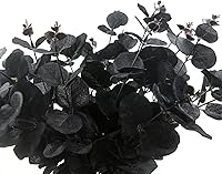 Vista 4 de 6 tallos artificiales de eucalipto negro, ramo de ramas de hojas de eucalipto de 14 pulgadas para arreglos florales, flores de seda negra