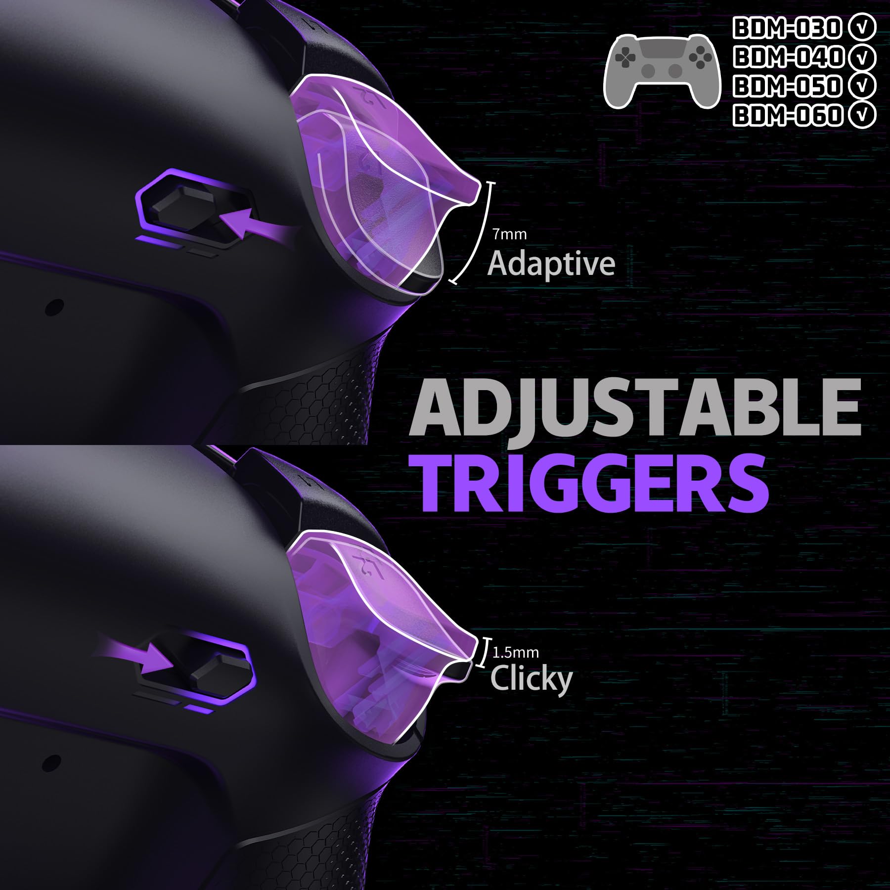 eXtremeRate RISE4 Plus MAX Remap Kit per ps5 Controller BDM-030 040 050 060, 4 Palette Posteriori Programmabili in Metallo & Clicky Trigger Stop per ps5 Joystick - Senza Controller, Nero