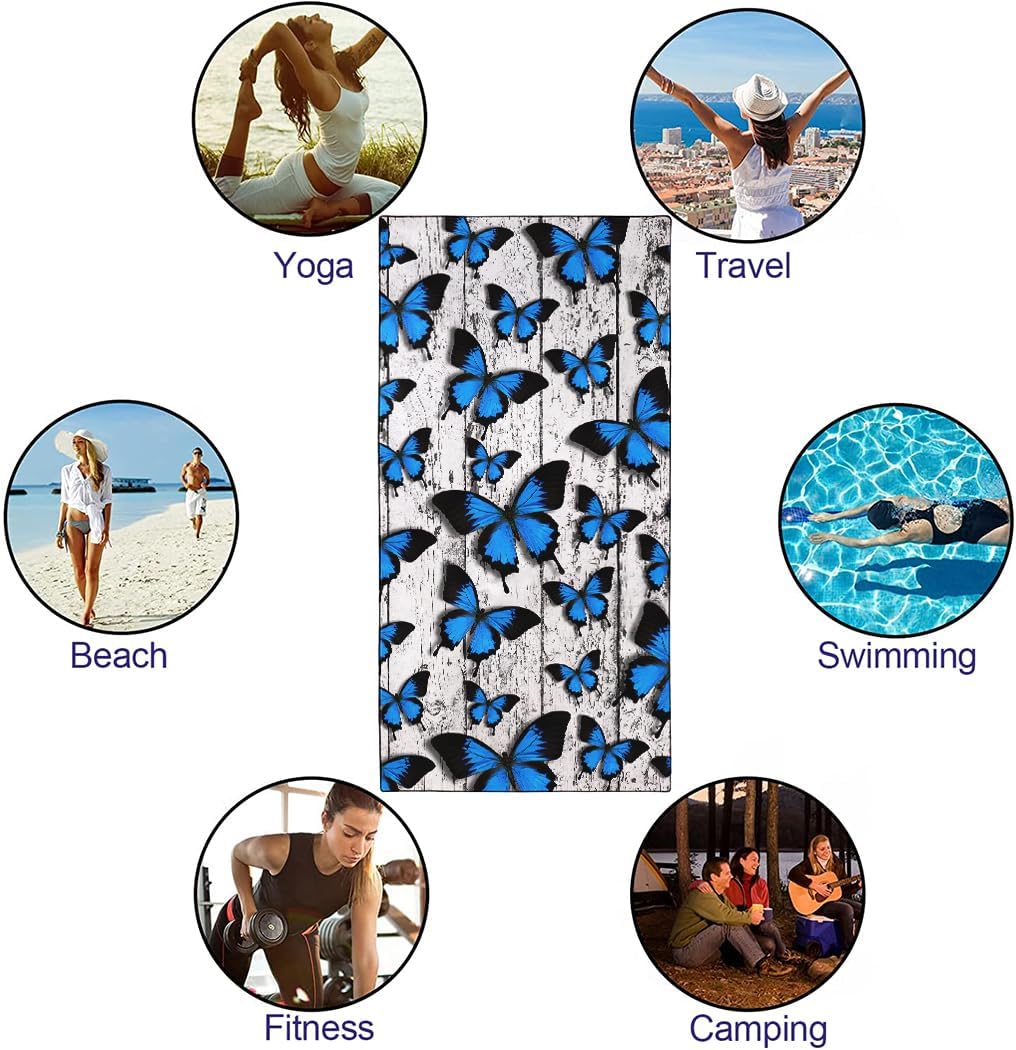 Butterfly Beach Towel Oversized 36"x72" Quick Dry Lightweight Bath Towel for Pool Travel