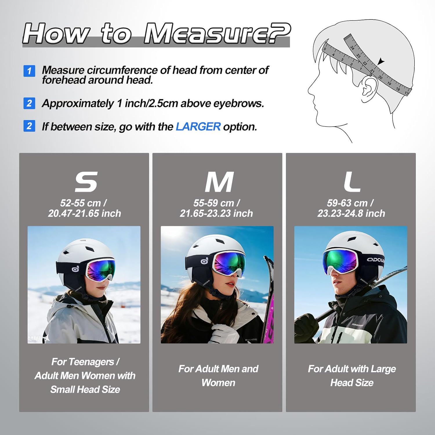 Odoland Ski Helmet and Goggles Set, Snowboard Helmet Glasses for Men, Women & Youth - Shockproof/Windproof Gear for Skiing, Snowboarding