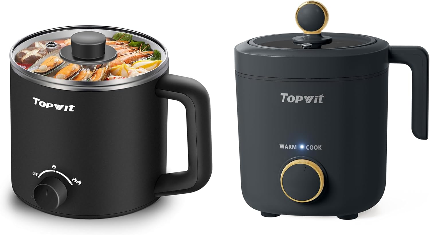 Topwit Hot Pot Electric & 1.2L Small Rice Cooker Home