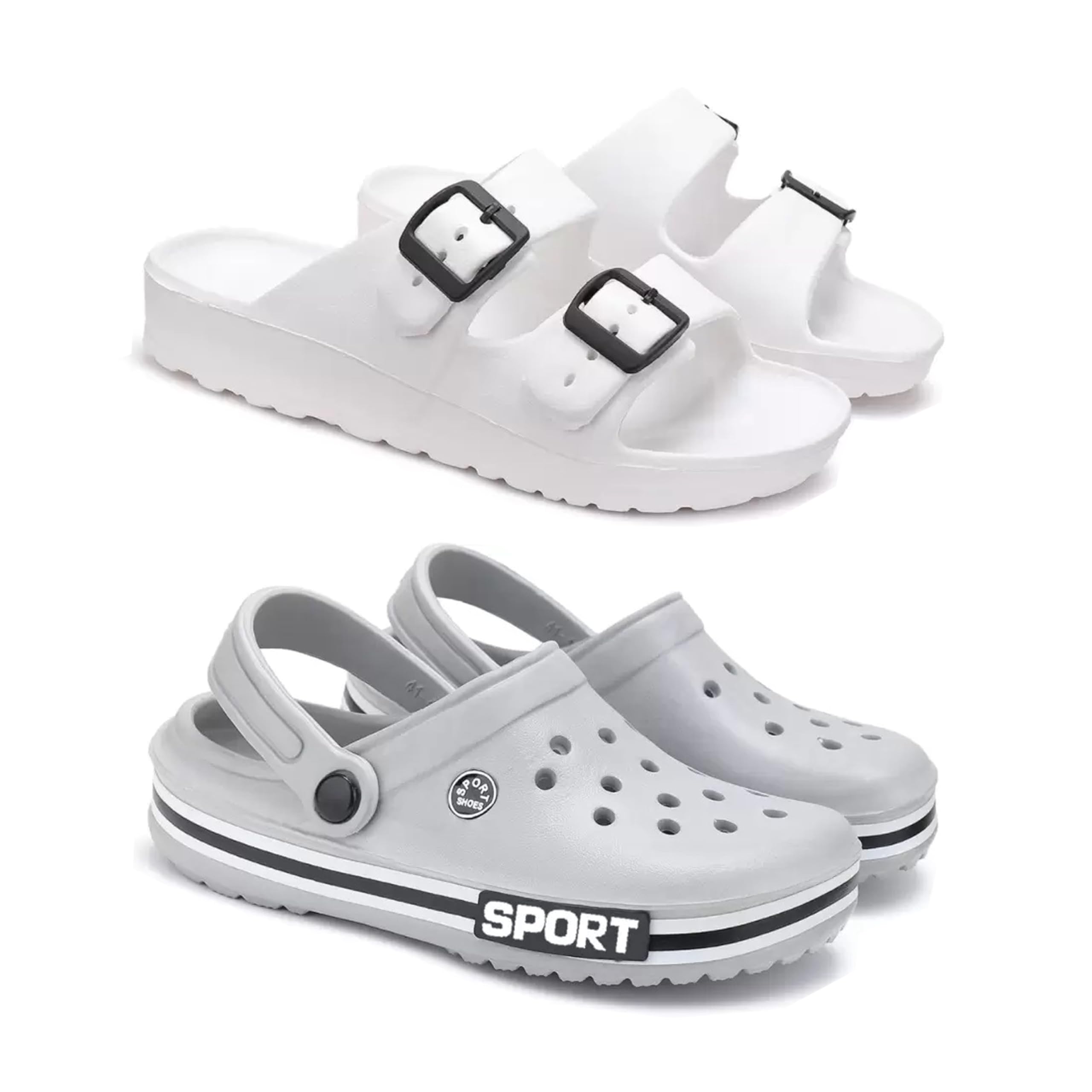 WINGSCRAFT Men's Rover Lightweight Comfortable| Slides|Clogs| Sandals with Adjustable Back Strap for Men Combo-Combo(AB)-3113-3016-10 -P-image-11