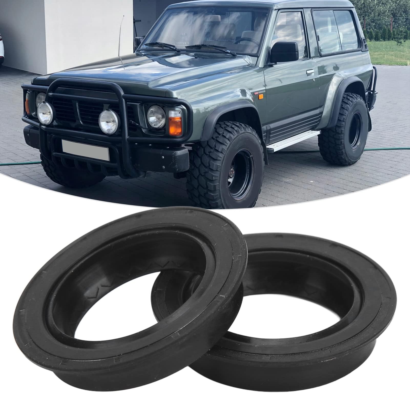 2Pcs Inner Axle Oil Seal, Axle Shaft Seal, Front Inner Axle Seal 40533โ01J00 Rubber Black Replacement for Nissan Patrol Y60 Y61