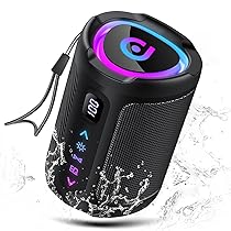 Cassa Bluetooth Portatili senza fili con luce LED, Display Digitale Intelligente+Smart EQ, Altoparlante Bluetooth Bassi Potente, Bluetooth 5.4, Speaker da Esterno per Viaggi, Sport, Feste, Ciclismo