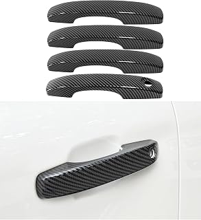 Exterior Door Handle Cover Trims Fit for 2024 2025 2026 Ford Ranger XL XLT Lariat Raptor, 4 Pack Carbon Fiber Style Exterior Door Handle Covers Decoration (Without Keyless Entray System)