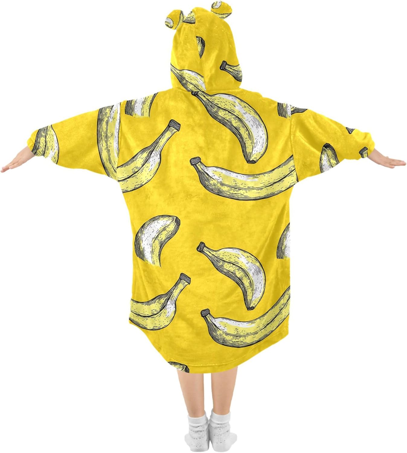 Banana Fruit Kids Wearable Blanket Hoodie with Pocket and Sleeves for Toddlers, Cute Hoodies Girls Boys B0403930