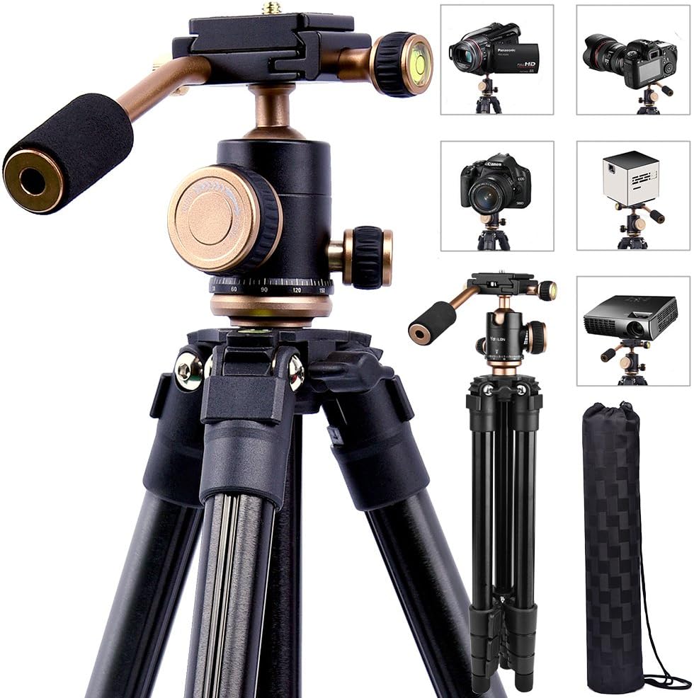 YoTilon Tripod for Camera,Lightweight Travel Camera Tripod with Handle,Camera Tripod Stand for DSLR,1/4 Plate for Canon Nikon Sony,Best Choice for Travel and Work to Take Vlogging Or Photos