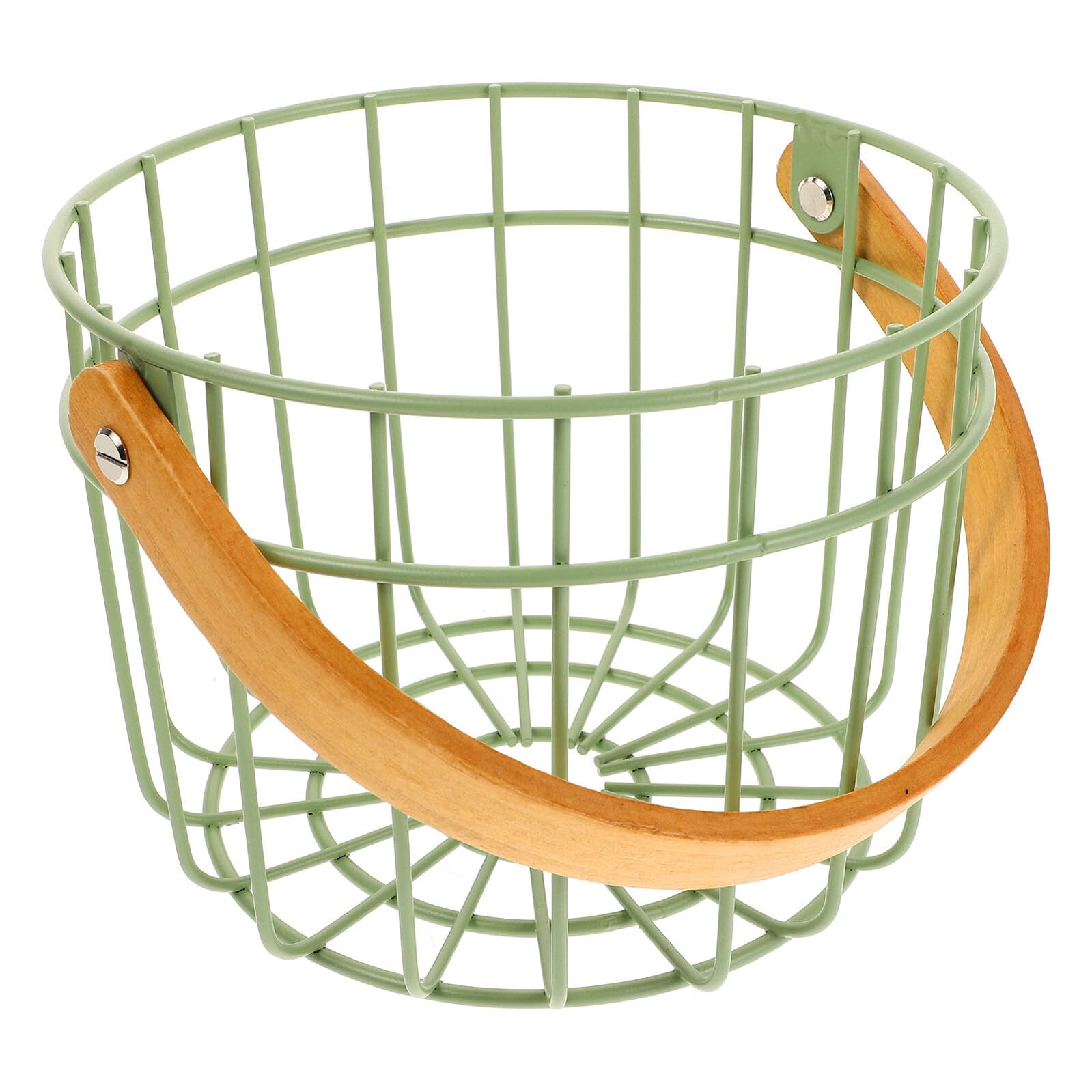 Panier métallique à œufs rond vert avec poignée rabattable