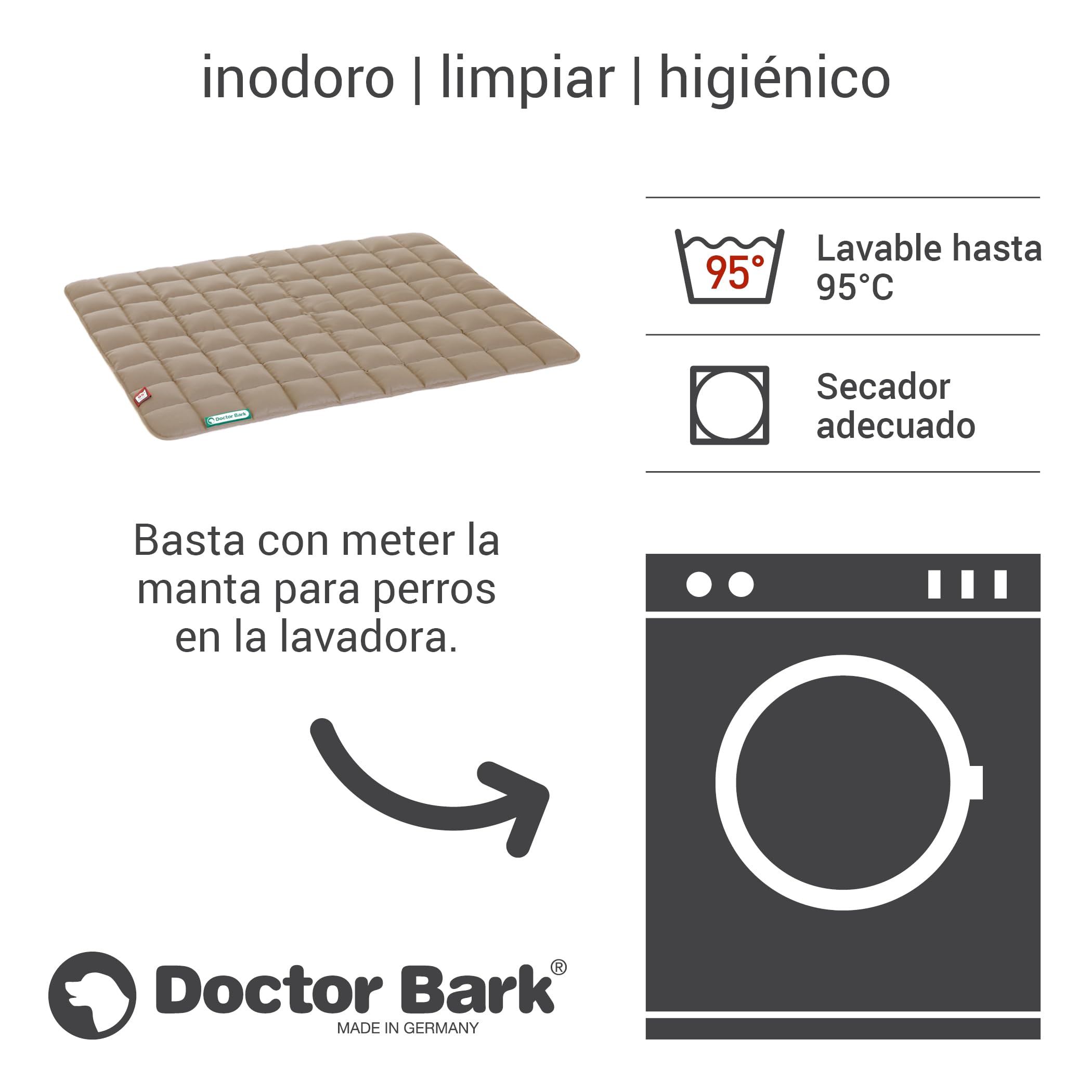 Doctor Bark Manta para Perros, Suave, Perros Grandes, Resistente, para Interior y Exterior, Lavable hasta 95 °C (Talla L, marrón Dorado)