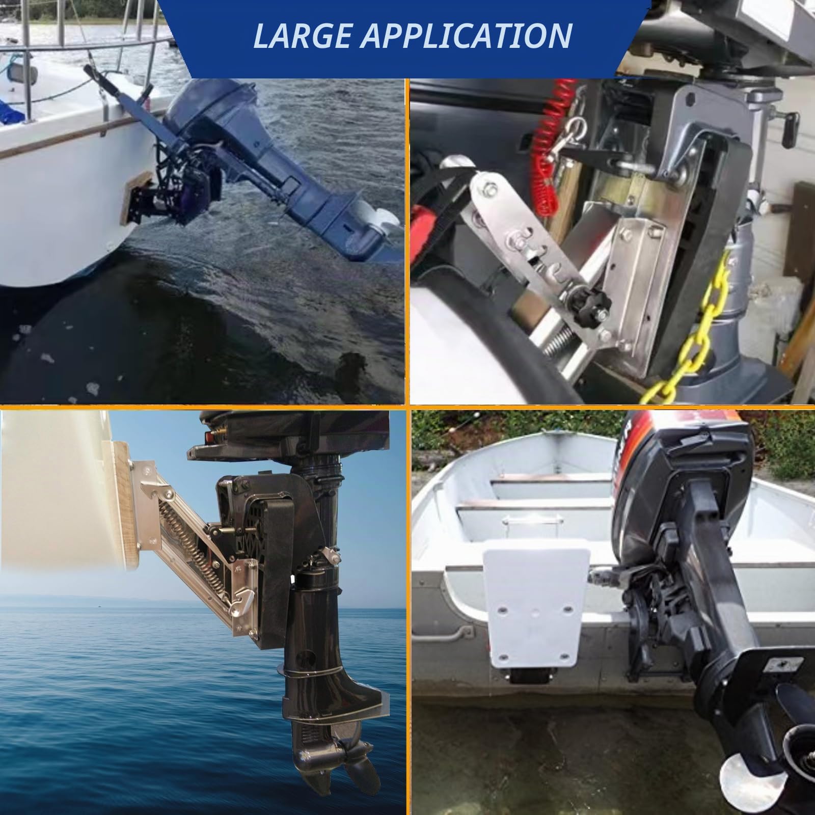 Support de moteur hors-bord, support de moteur hors-bord à 2 temps, charge maximale de 7,5 HP à 20 CV, support de moteur de bateau réglable en acier inoxydable 304 – Blanc