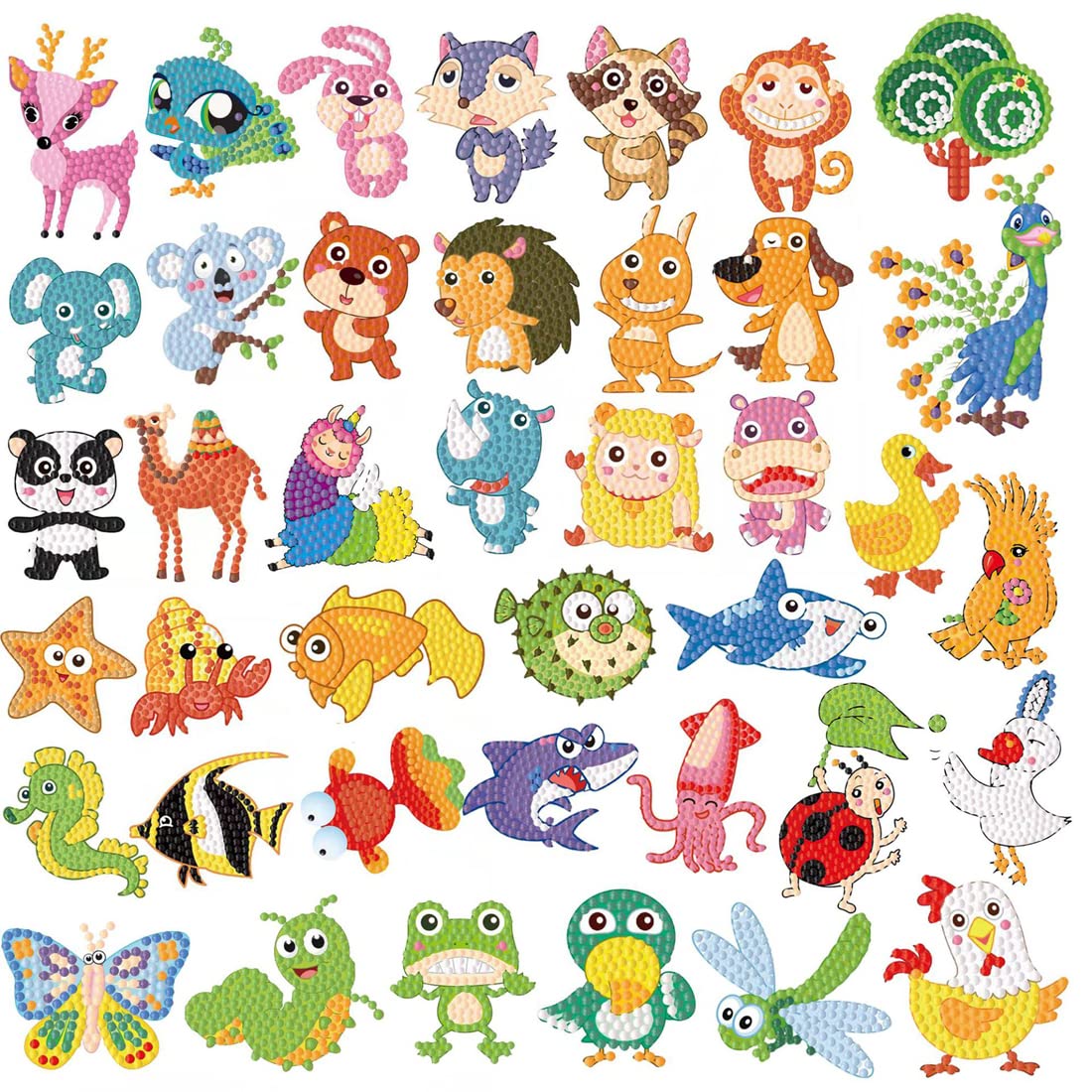 Diamond Painting Kinder Set, Diamond Painting sticker, DIY 5D Malen Basteln Tier Diamant Painting Anfänger, Spielzeug für Kleinkinder Aufkleber Ab 4+ Jahre Mädchen Junge Geschenke