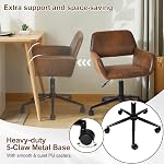 Homy Casa Home Office Desk Chair with Ergonomic Backrest Adjustable Height Gas Lift Swivel Wheels and Metal Base for Home Office Study and Conference Rooms, Brown