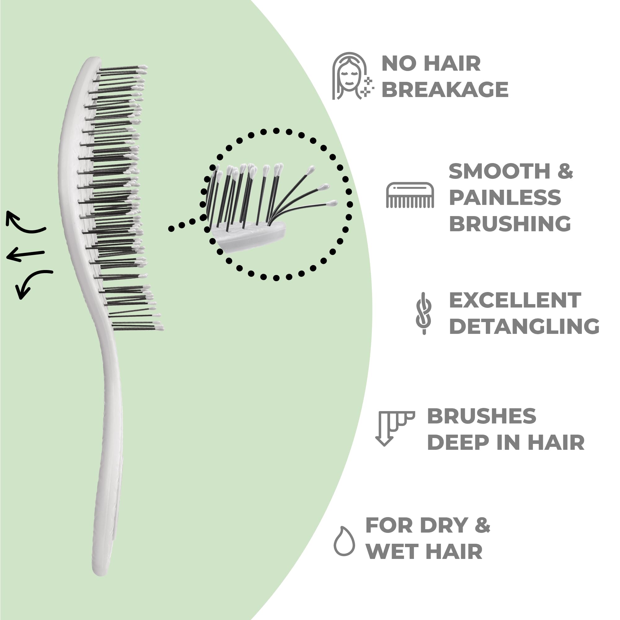 Ninabella Detangling Hair Brush for Women & Men, Does not Pull, Removes Tangles, Brushes for Straight Curly & Wet Hair - Image 2