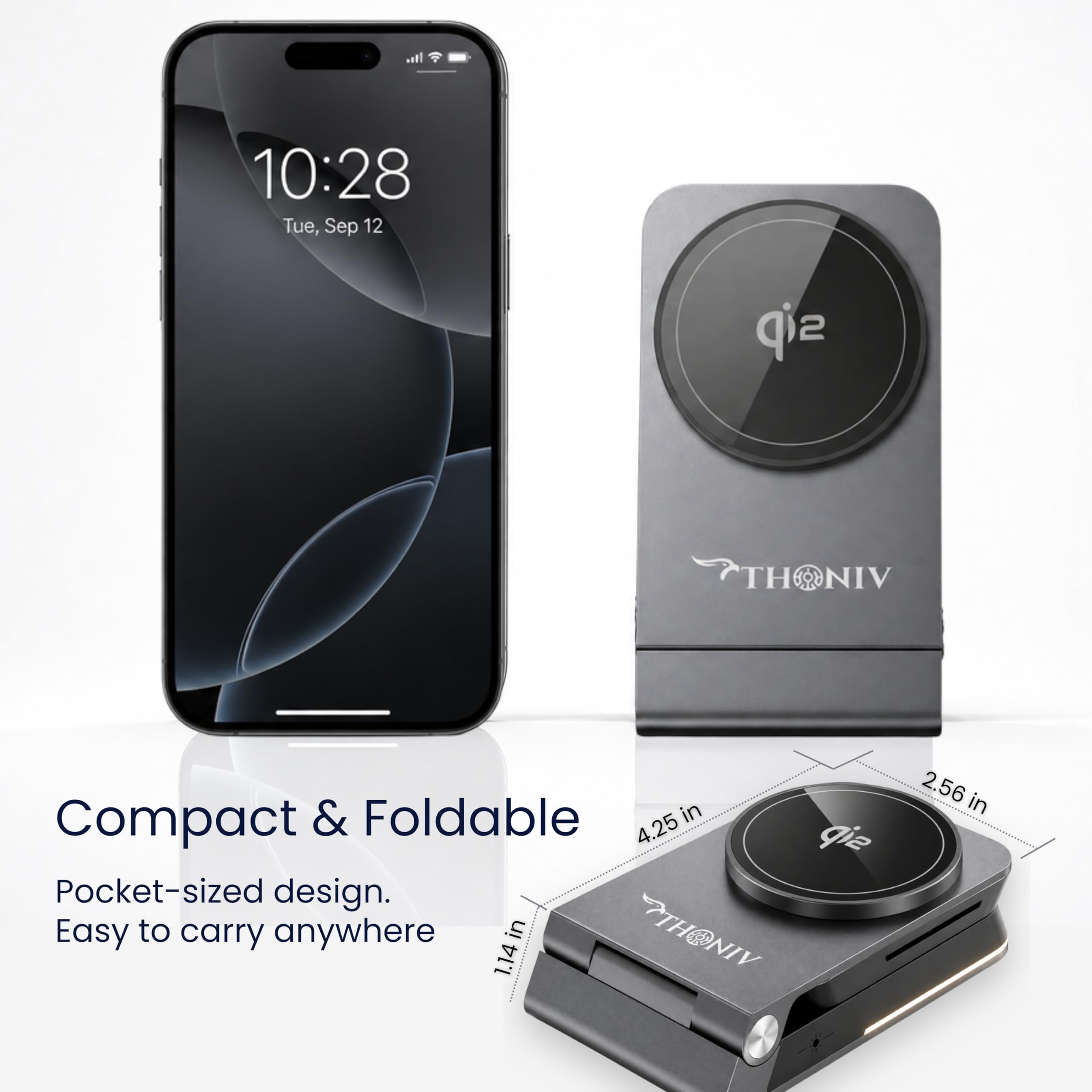Qi2 3 in 1 Faltbare Magnetische Kabellose Ladestation für Apple Geräte 15W Schnellladegerät für iPhone 11-17, Apple Watch und AirPods Tragbares Reise-Dock, kompatibel mit MagSafe. 30W Adapter
