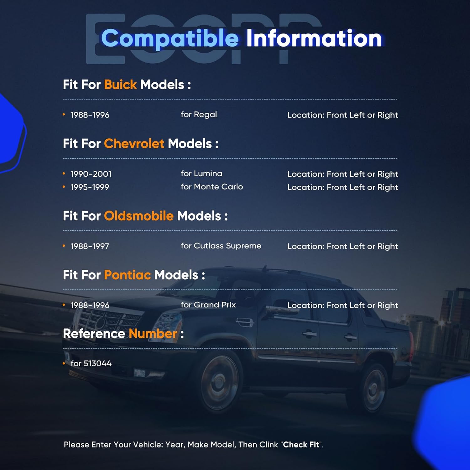 ECCPP Wheel Bearing Hub 513044 Hub Assemblies Front Axle 5 Lugs For Buick Regal 1988-1996, For chevy Lumina, For chevy Monte Carlo, For Oldsmobile Cutlass Supreme, For Pontiac Grand Prix