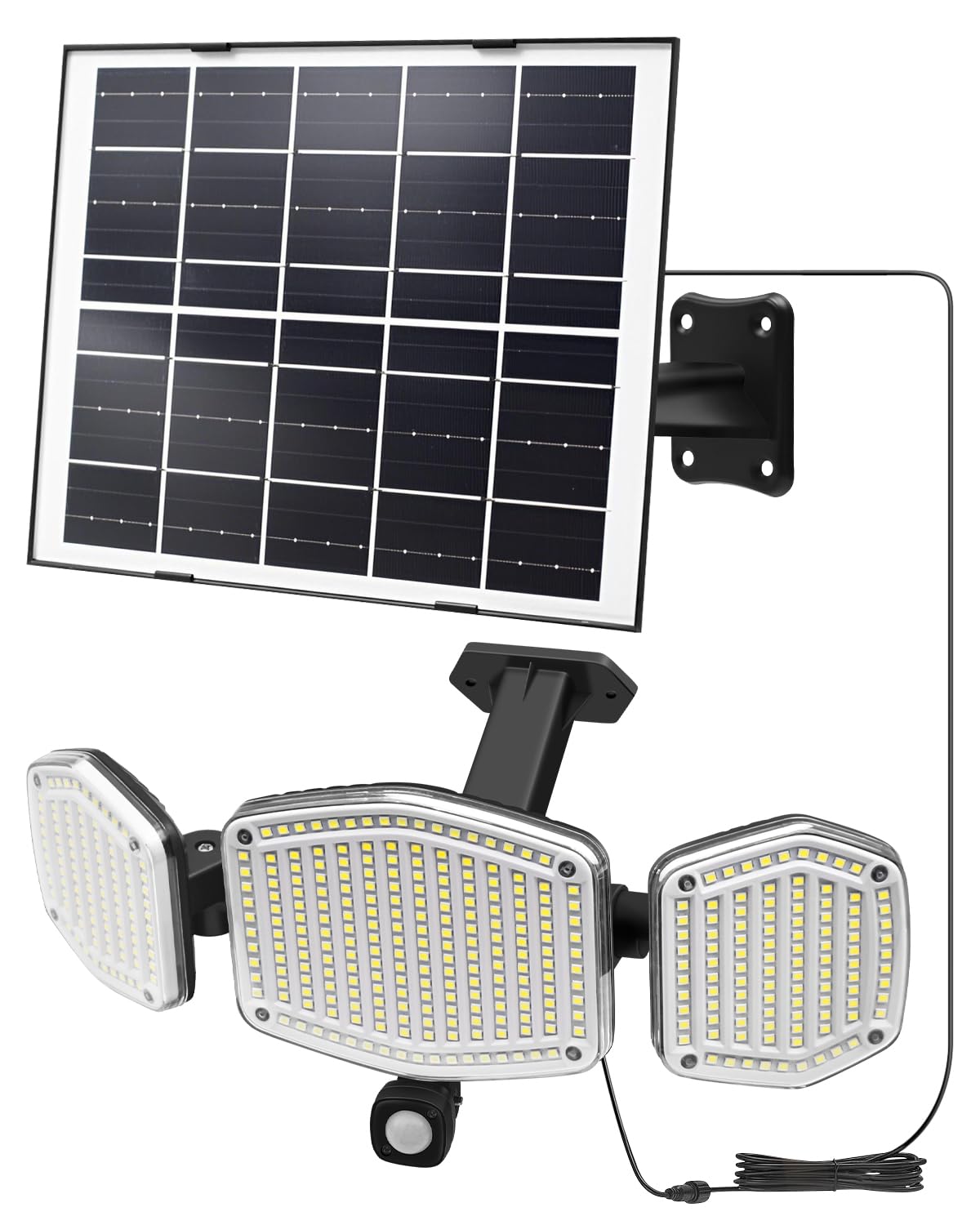 Lepwings Faretto Led da Esterno Solare con Cavo 5m, 426LED 2800LM Luci Solari con Sensore Movimento, 4400mAh Lampada Solare, 3 Modalità, IP65 Impermeabile, Adatto per Giardini, Garage, Vialetti