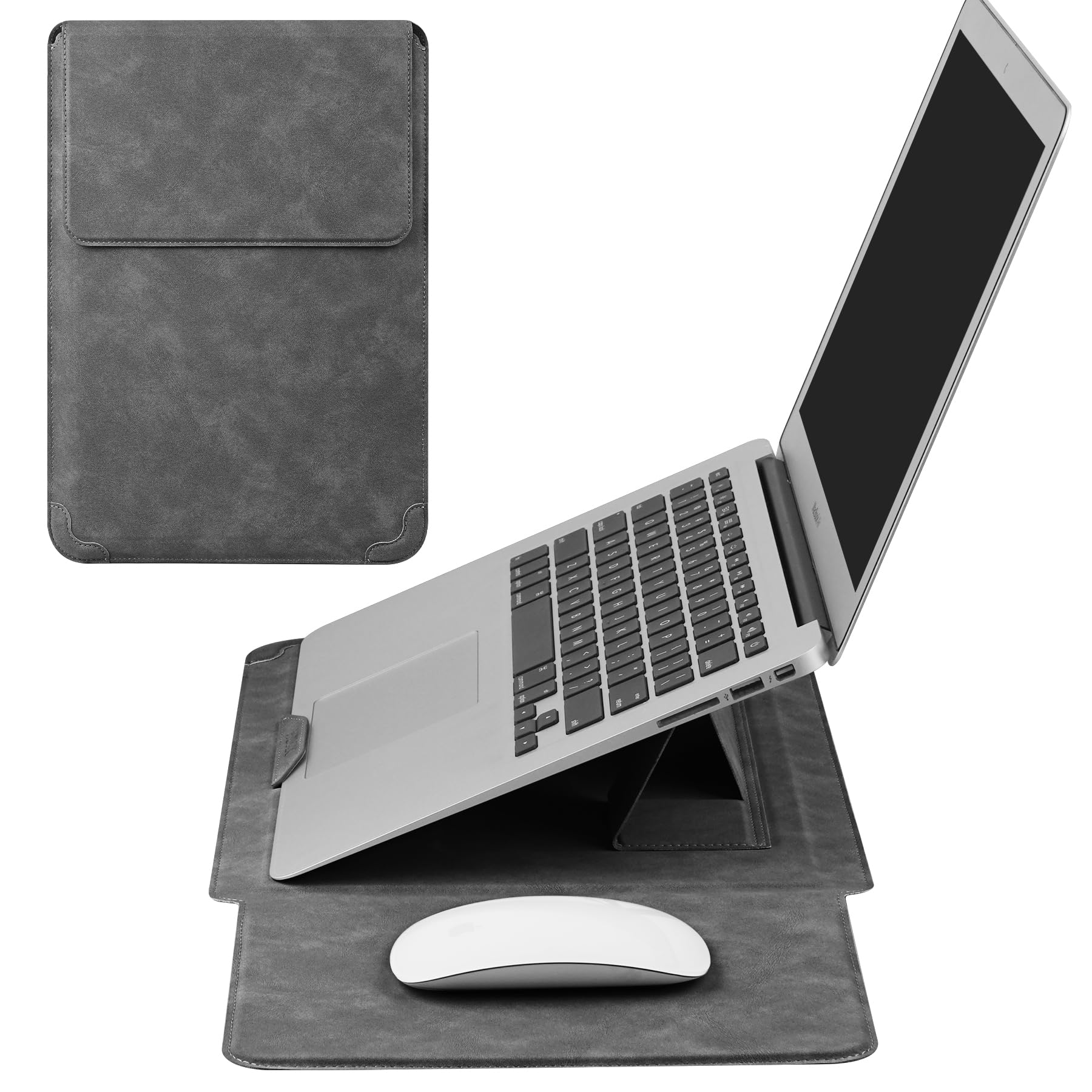 HoYiXi 13,3'' Funda Estuche para Portátiles Bolsa con Soporte para MacBook Neo 2026/MacBook Air/Pro 13 (M4/M3/M2/M1), Surface Pro 8 2021, iPad Pro 12.9 & 13-13,3" DELL Acer Laptop Sleev,Gris Oscuro