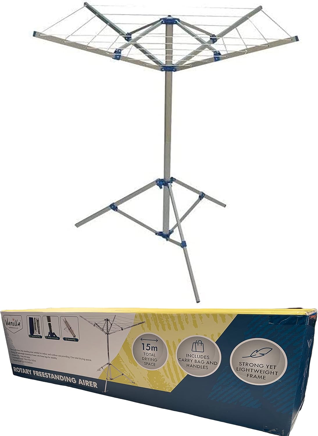 Vanilla Leisure Rotary Washing Line 15m Drying Space Free Standing