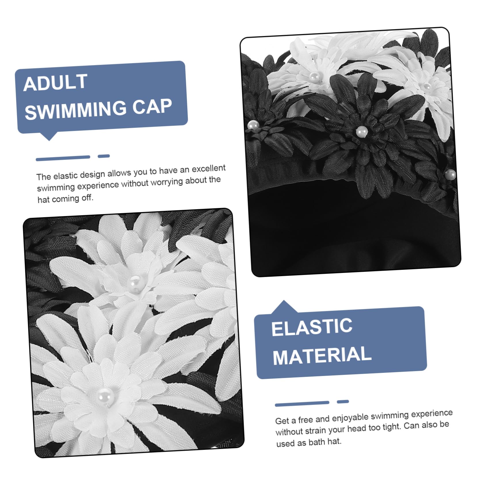 Bonnet de Natation Floral Étanche pour Capacité Élastique pour Cheveux Longs Épais Confort Optimal Bain Design Chic de Qualité