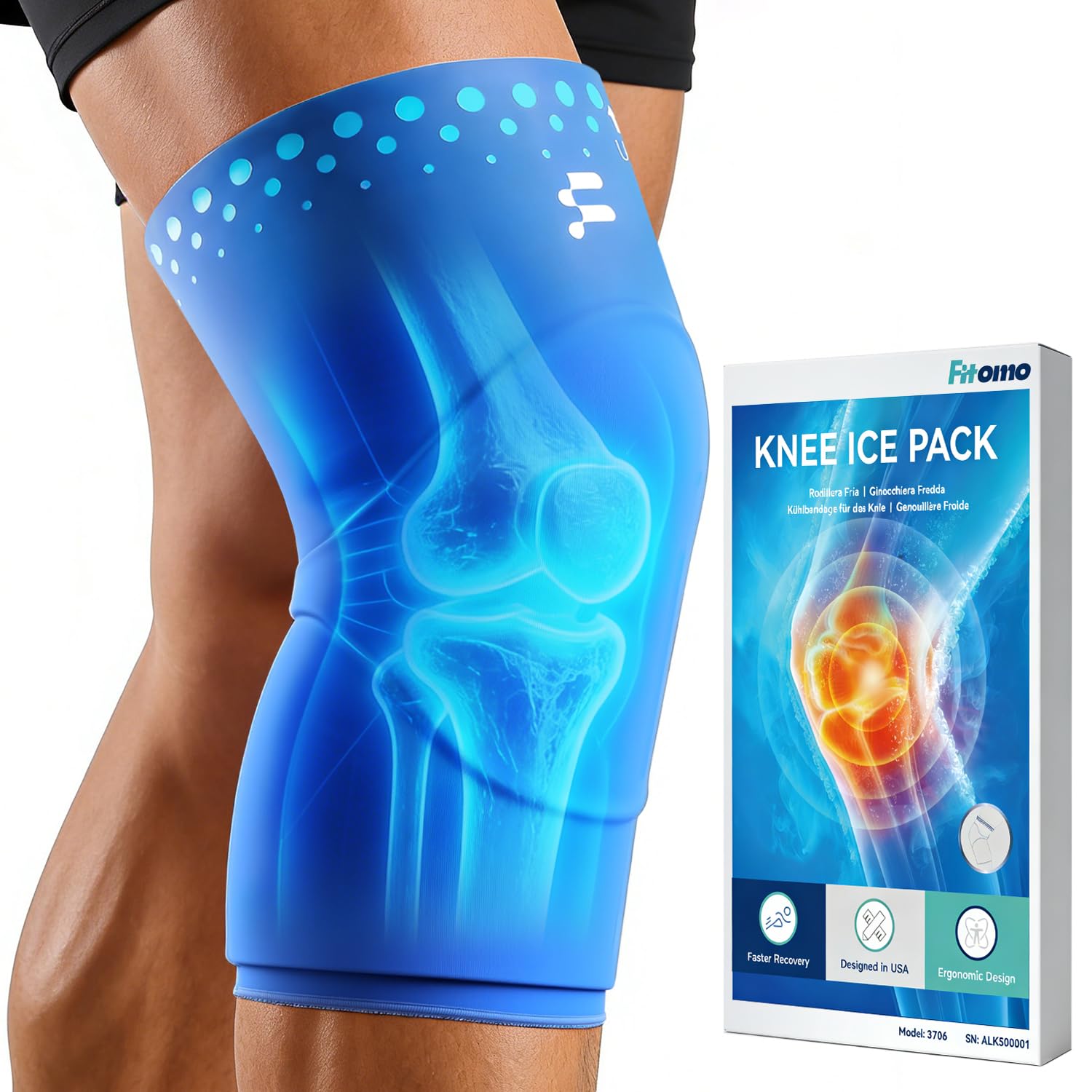Fitomo Fascia Fredda e Calda per il Ginocchio - Terapia a Caldo e Freddo Riutilizzabile per Dolore e Gonfiore, con Adattabilità e Supporto Regolabile per Artriti, Recupero da Infortuni Sportivi, L