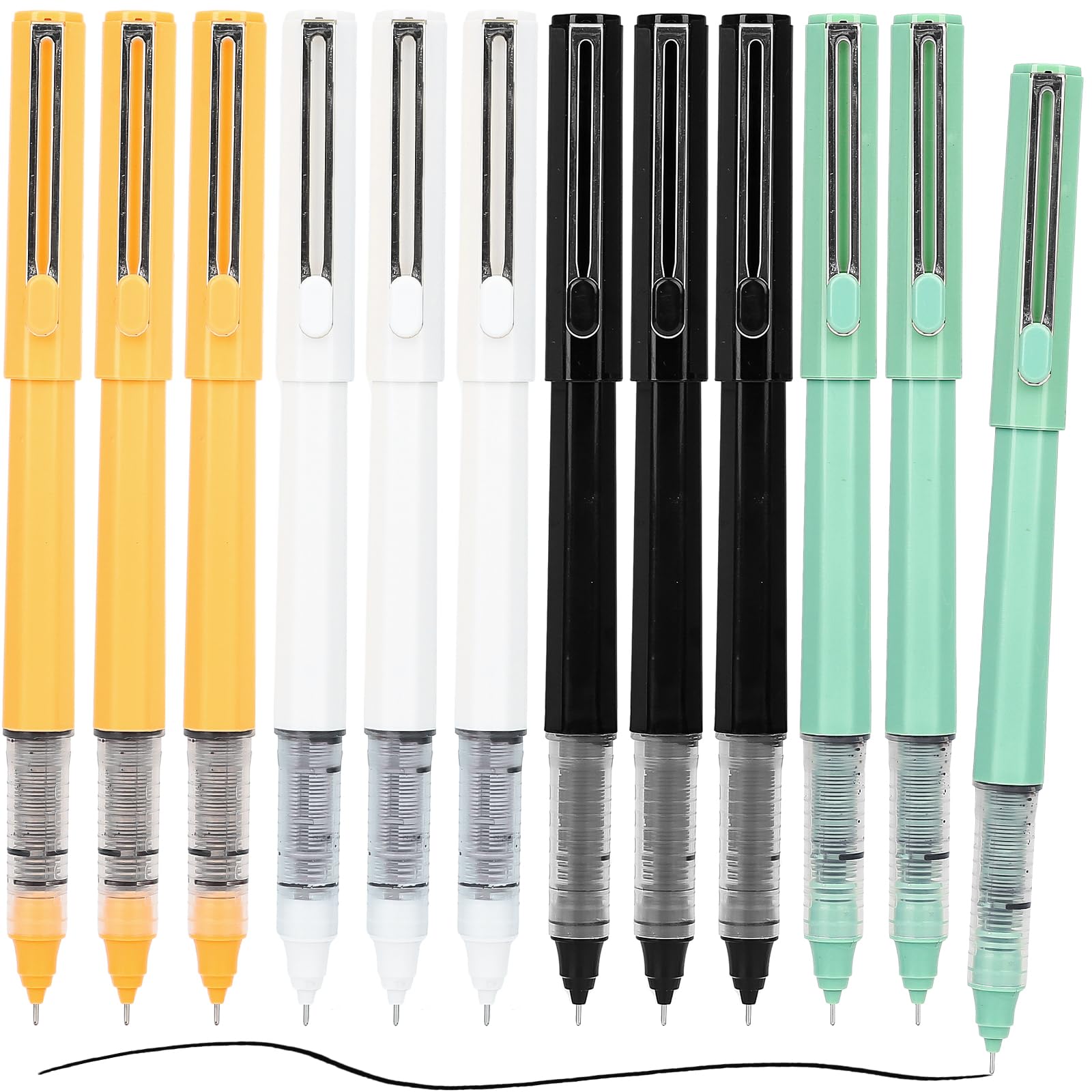 M&G 12 Pcs Liquid Rollerball Pens Fine Ponit Pens, 0.5mm Black Ink Pens Smooth Writing for Note Taking, Office School Supplies Student Women Men Holiday Gifts