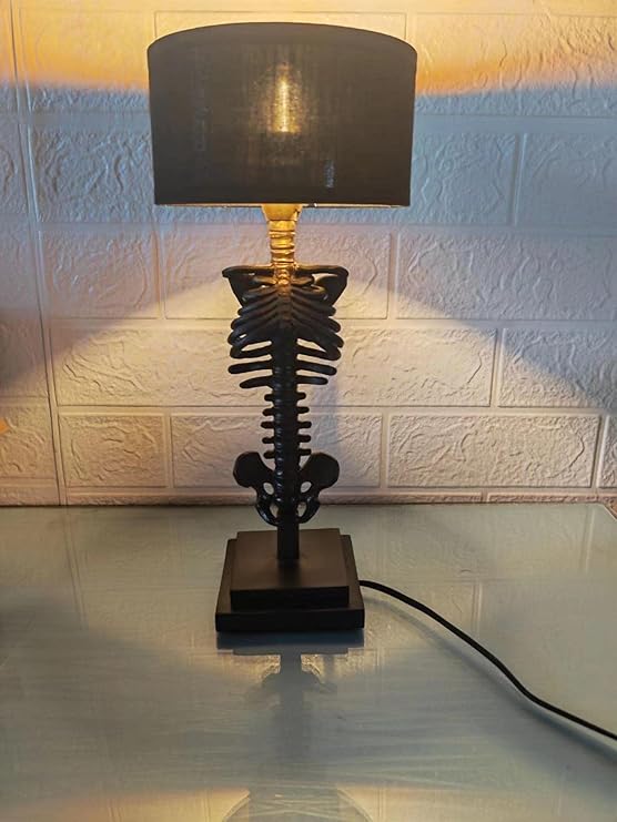 DRCUROTS Skeleton Table lamp:USB Plug in 5w Table lamp,13 inch Gothic Home Decor lamp Skeleton Table lamp for Any Room Gothic Home Decor! (Grey)