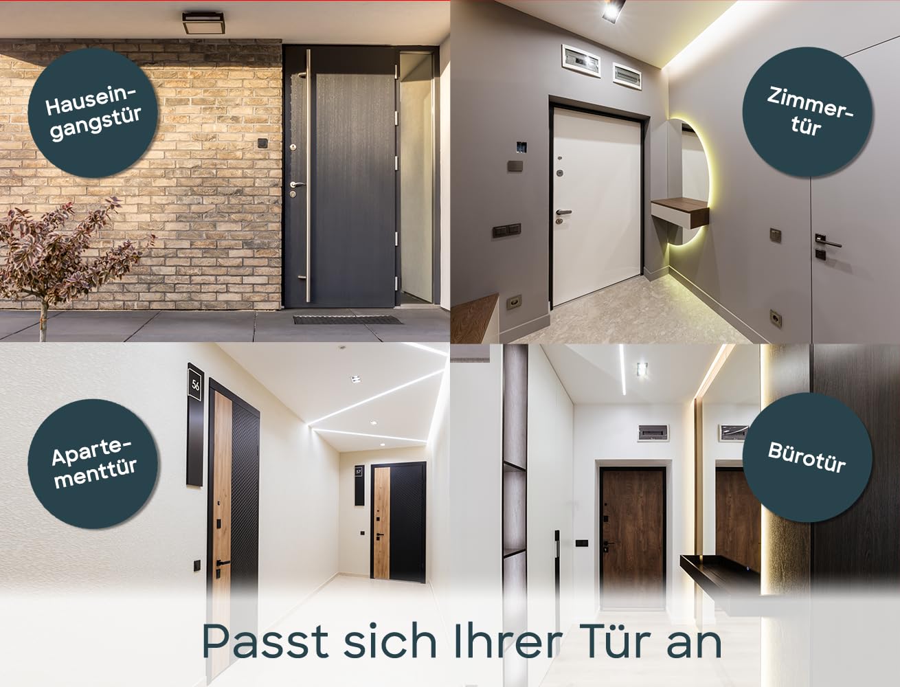 SOREX FLEX Elektronischer Türgriff mit Code, Haustür Türgriff mit Smart Lock, Türklinke mit Schloss und App-Steuerung | Silber