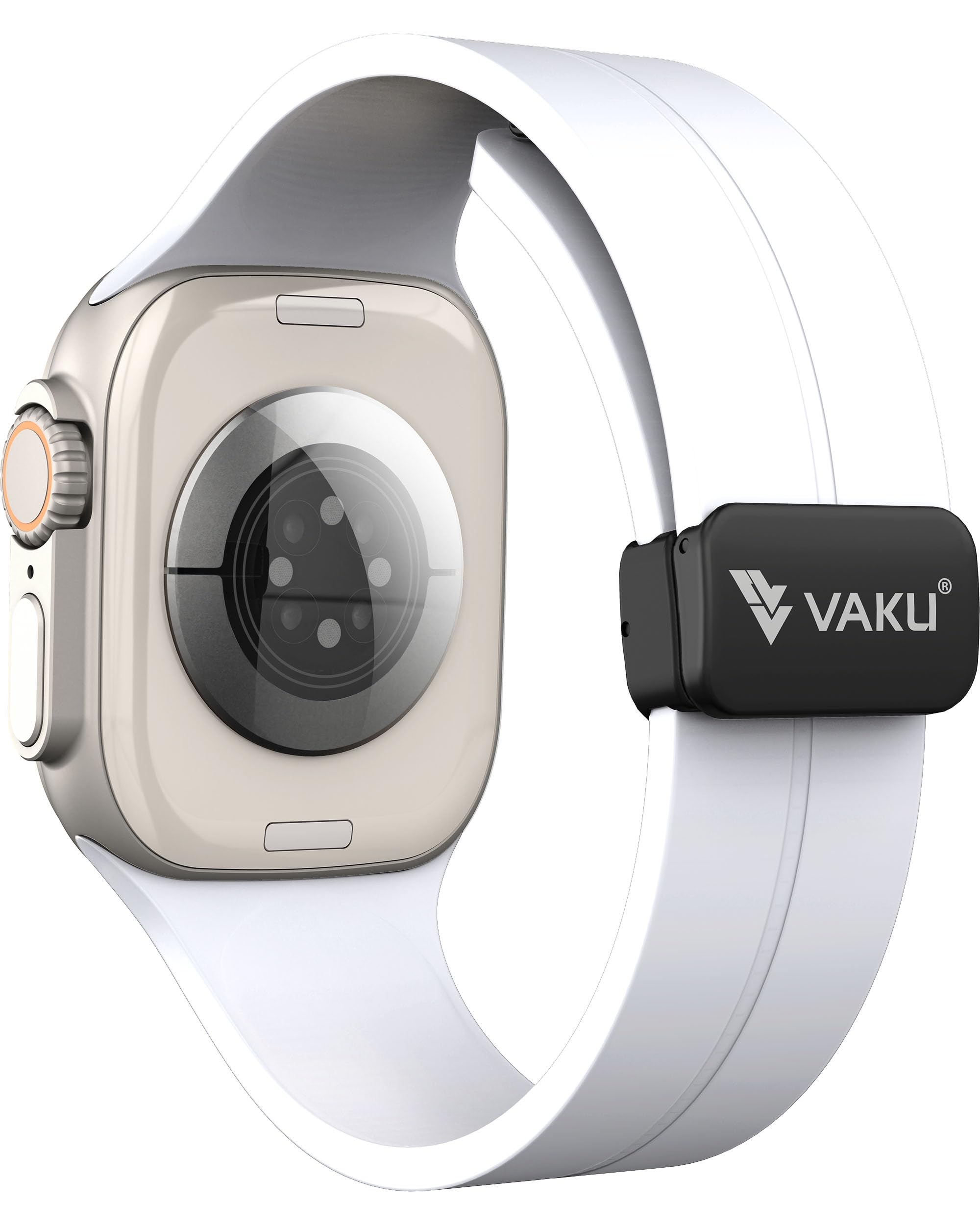 Vaku Luxos® FREYA Silicone Watch Strap with Folding Magnetic Lock Compatible for Apple iWatch Series 9 8 7 6 5 4 3 2 1, SE, Ultra, ultra 2 (42mm|44mm|45mm|49mm) Silicon Strap for Men Women-white (B0CLVHHTD7) Amazon Price History, Amazon Price Tracker