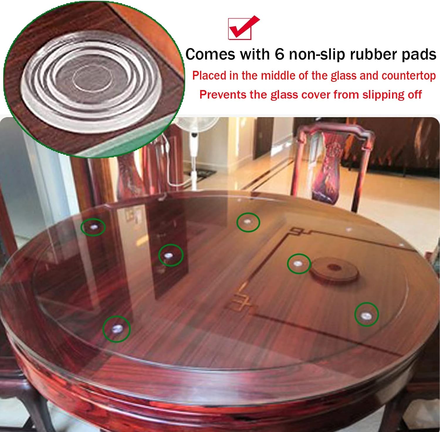 WORDFUN Tempered Glass Table Top, Round Glass Table Top Replacement, 7mm Thick Tempered Polished Edge, High Load-Bearing Capacity, Tempered Glass Top for Outdoor Patio Table