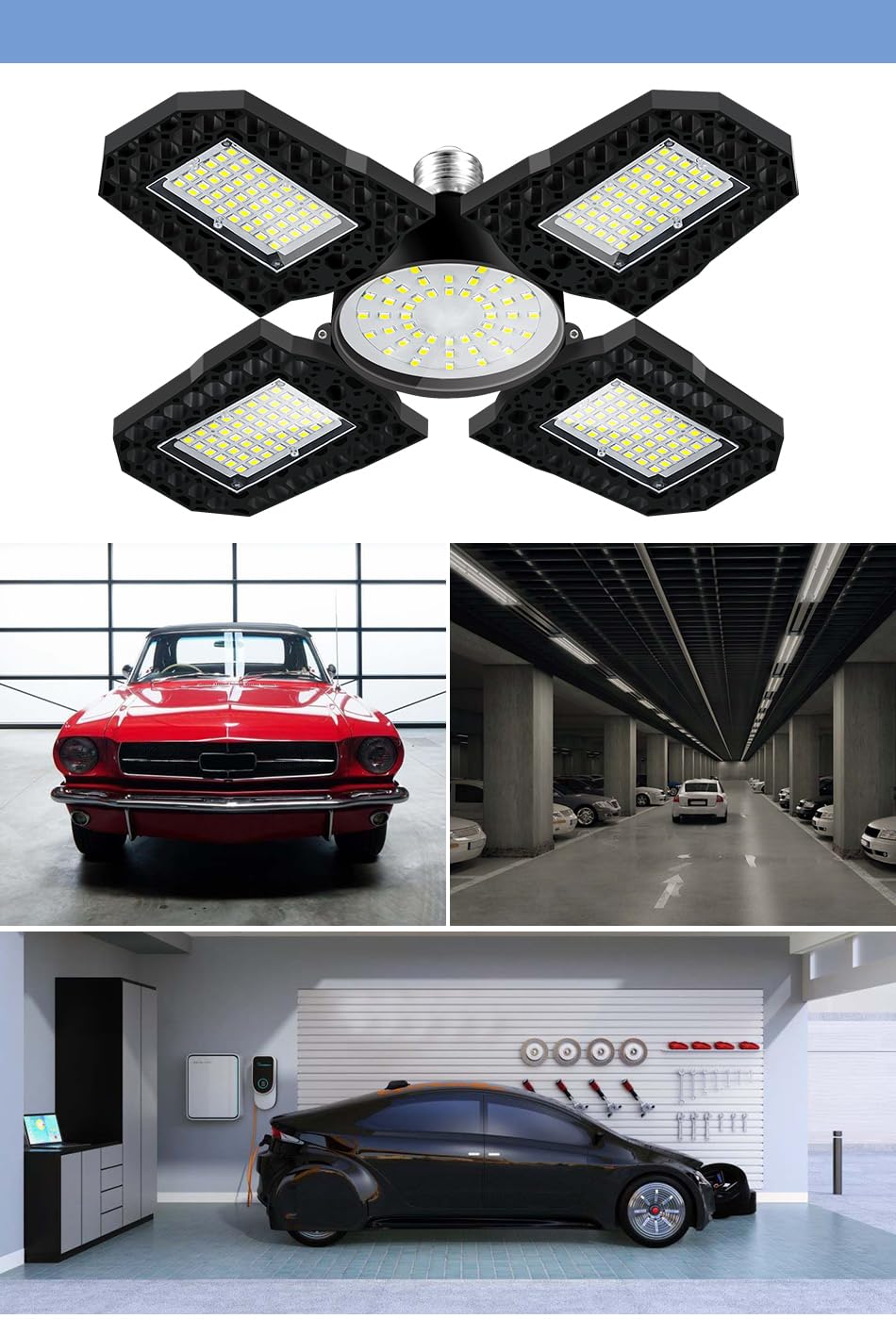 150W LED Deformable Garage Lamp E27 Adjustable Panels Parking Lot Workshop Lights 100-277V Storehouse Commercial street Large Area — view 9