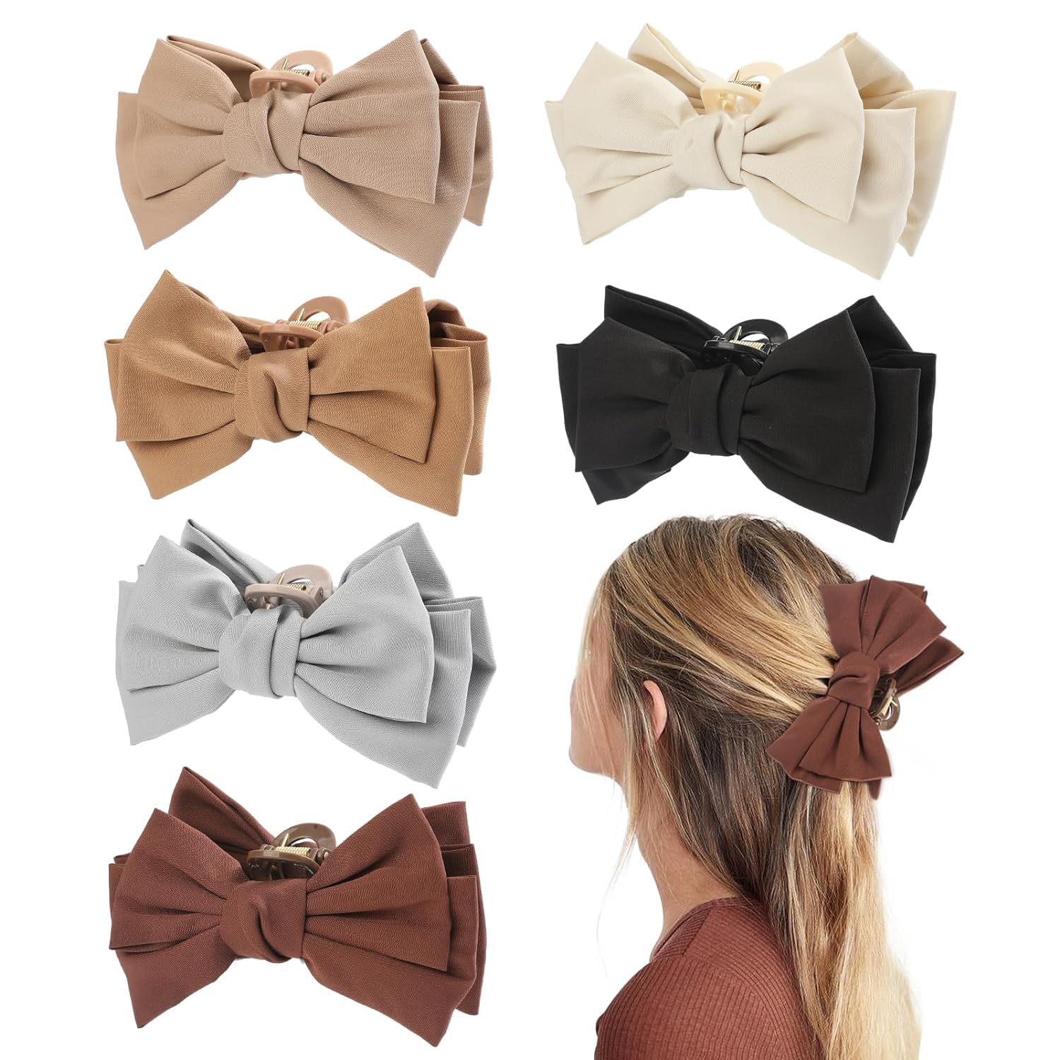 ADORNISH 2 PCS Bow Claw Clips, Big Bow Knot Hair Clip for Women Girls, Large Silky Satin Bow Hair Clips, Non Slip Clips for Thin Thick Hair, Ideal Gifts for Wedding Bridesm (B0D4WMM81R) Amazon Price History, Amazon Price Tracker