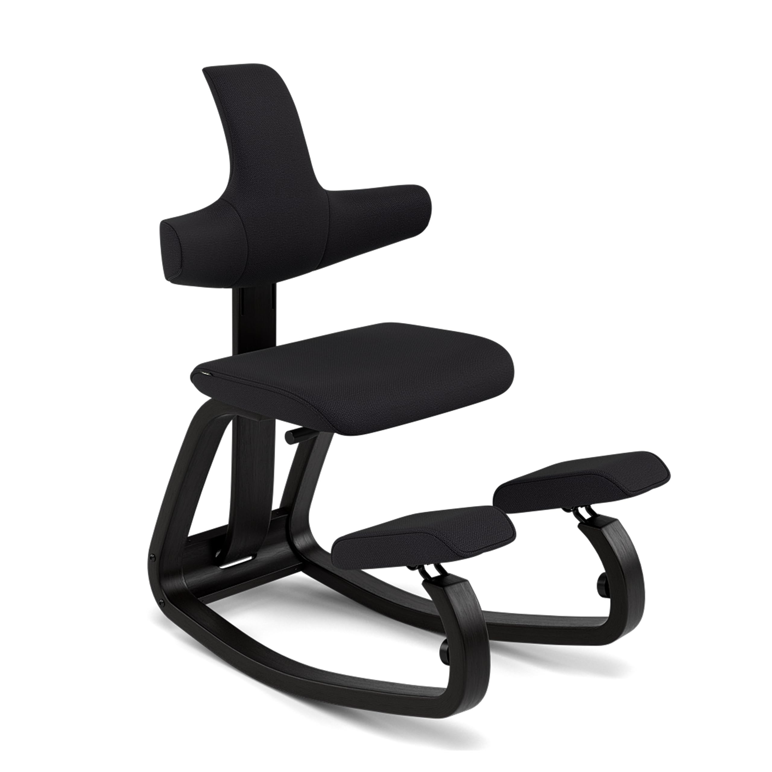 ThatSit Balans Adjustable Ergonomic Kneeling Chair with Backrest, 10-Year Limited Warranty, Designed by Peter Opsvik, Black/Black