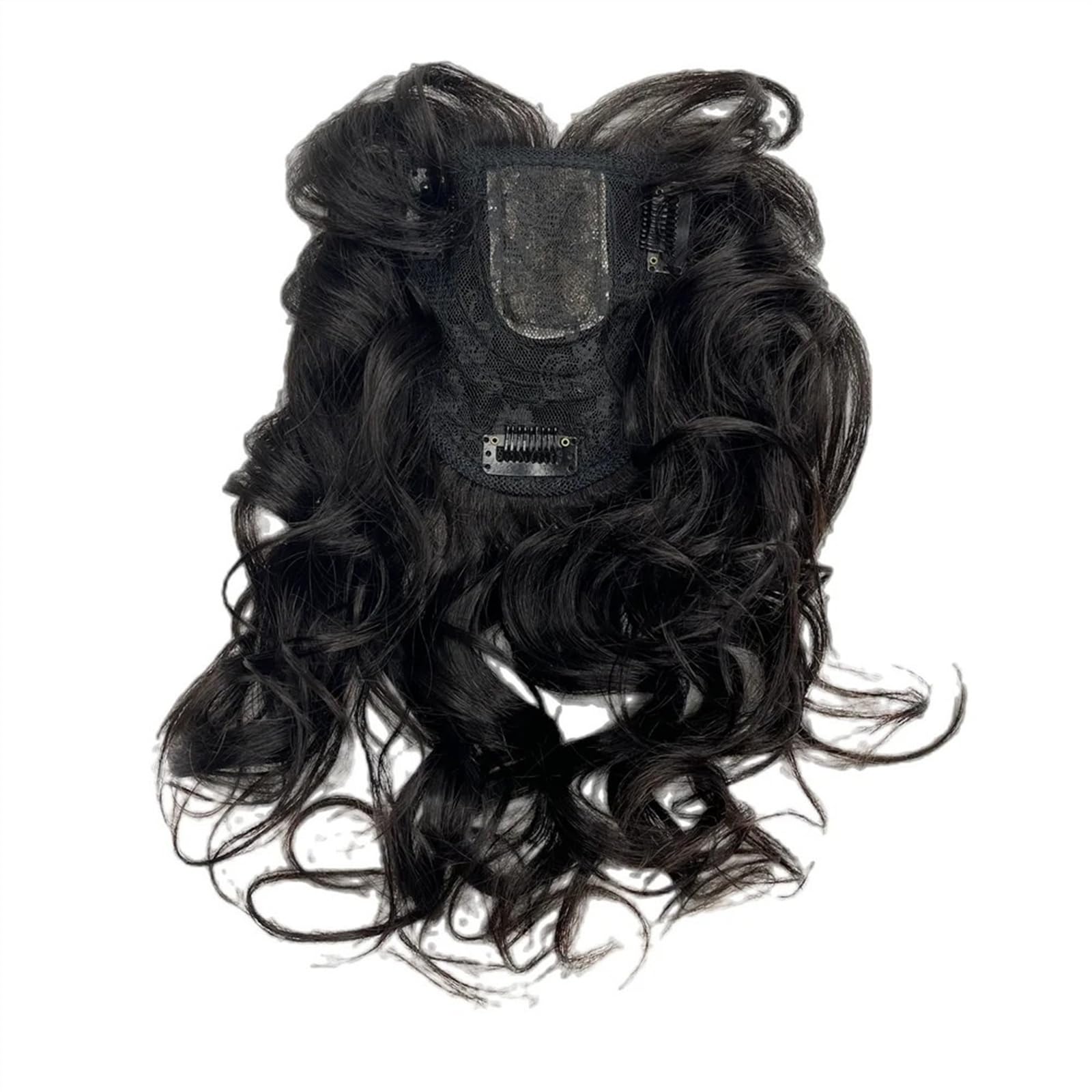 Haartopper für Frauen 35,6 cm großer Echthaar-Topper for Frauen, 10 x 12 cm, Spitze, Basiskörper, gewellt, Remy-Haarteile, erhöhen das Haarvolumen, Clip-in-Welle, lockiger Haar-Topper Haarteil ( Color