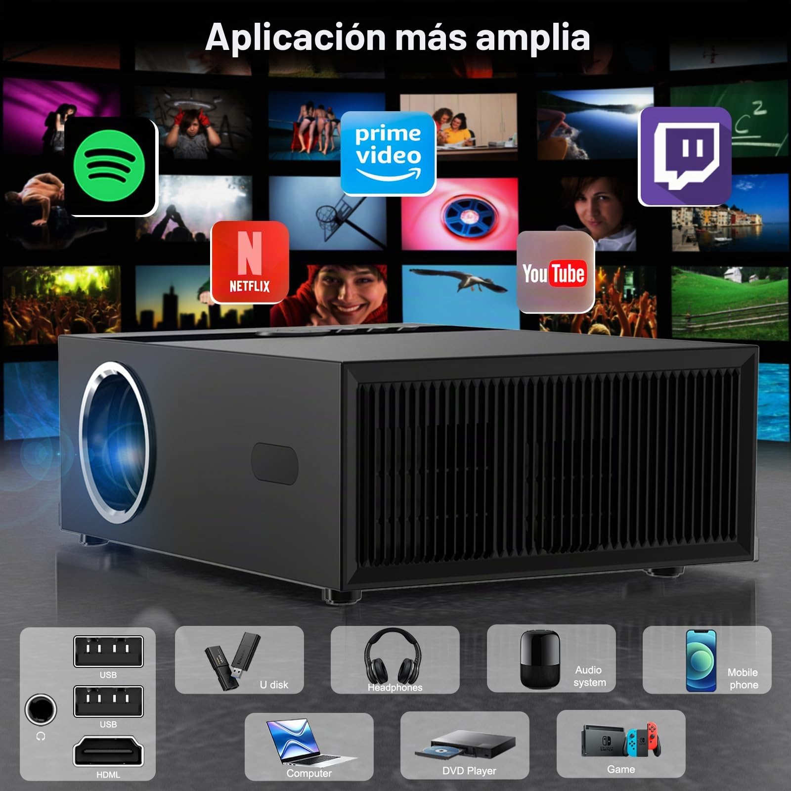 Proyector 4K【Google TV/Official Apps/Auto Focus/Keystone】 Proyector Portatil App Integrada 1080P FHD Nativo,WiFi 6 & Bluetooth SmartProyector para Movil/Exterior/Cine en Casa/Techo