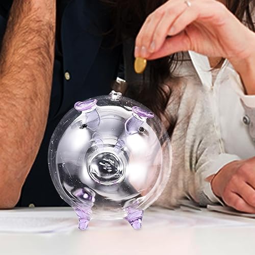 Miniatura 16 de Alcancía de cristal transparente, alcancía de ahorro de cerdo, caja de dinero, banco de monedas, coleccionable, para cumpleaños, 4.7 in