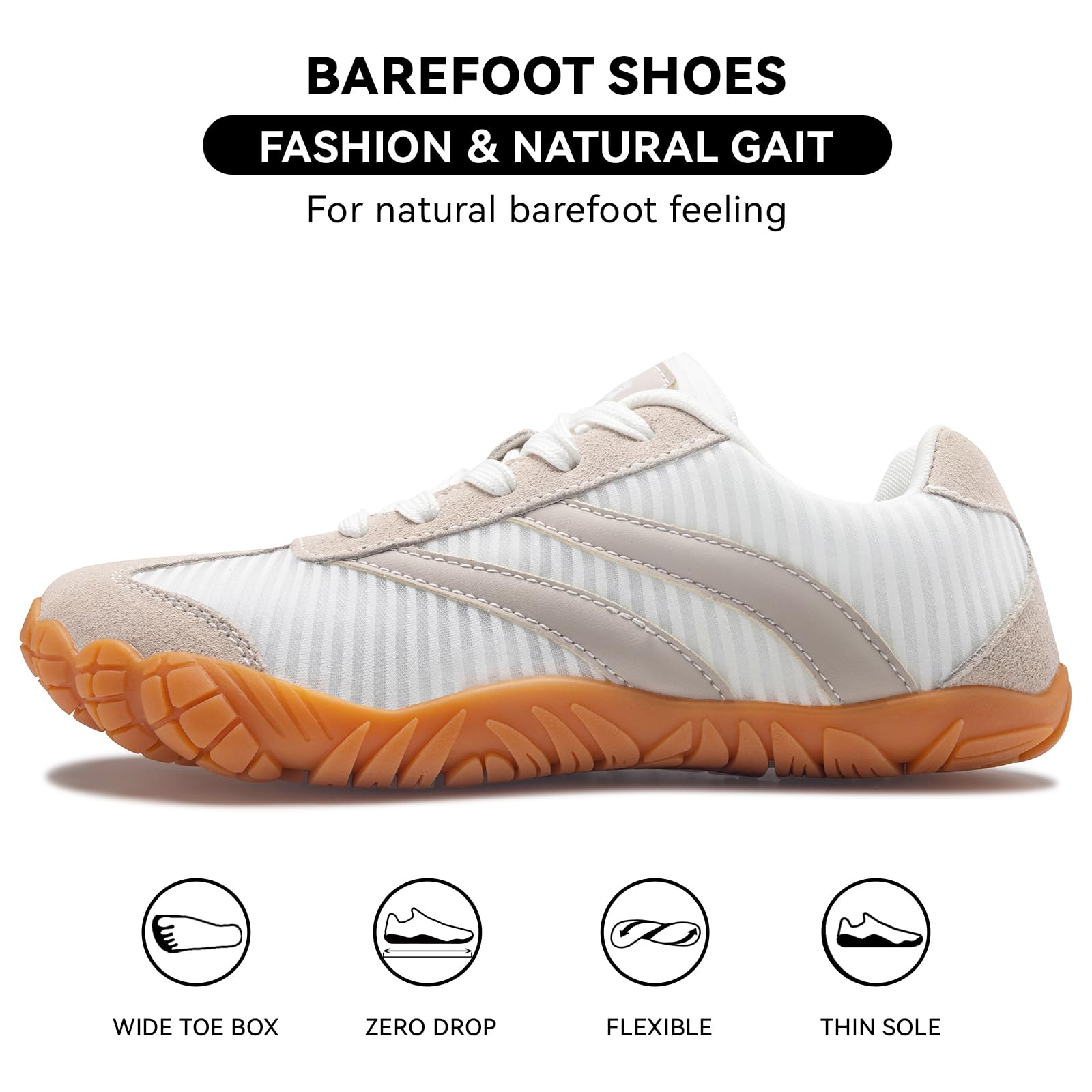 Barefoot Shoes Women Men - Wide Toe Box Sneakers Women Casual Tennis Shoe | Zero Drop Minimalist Trainers Hiking Walking Shoes | Lightweight Breathable Non-Slip Comfortable Fashion Sneakers Footwear — view 2