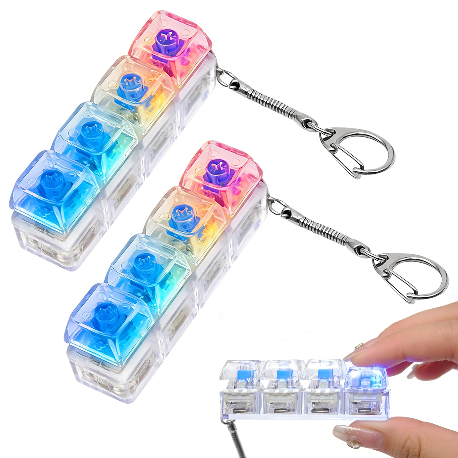 TaimeiMao Juguete Teclado Fidget, Mini Teclado Transparente, Llavero Fidget de Teclado, Teclado Antiestrés, Alivio del Estrés, Juguetes Antiestrés para Pasar el Rato para Hombres y Mujeres — view 8
