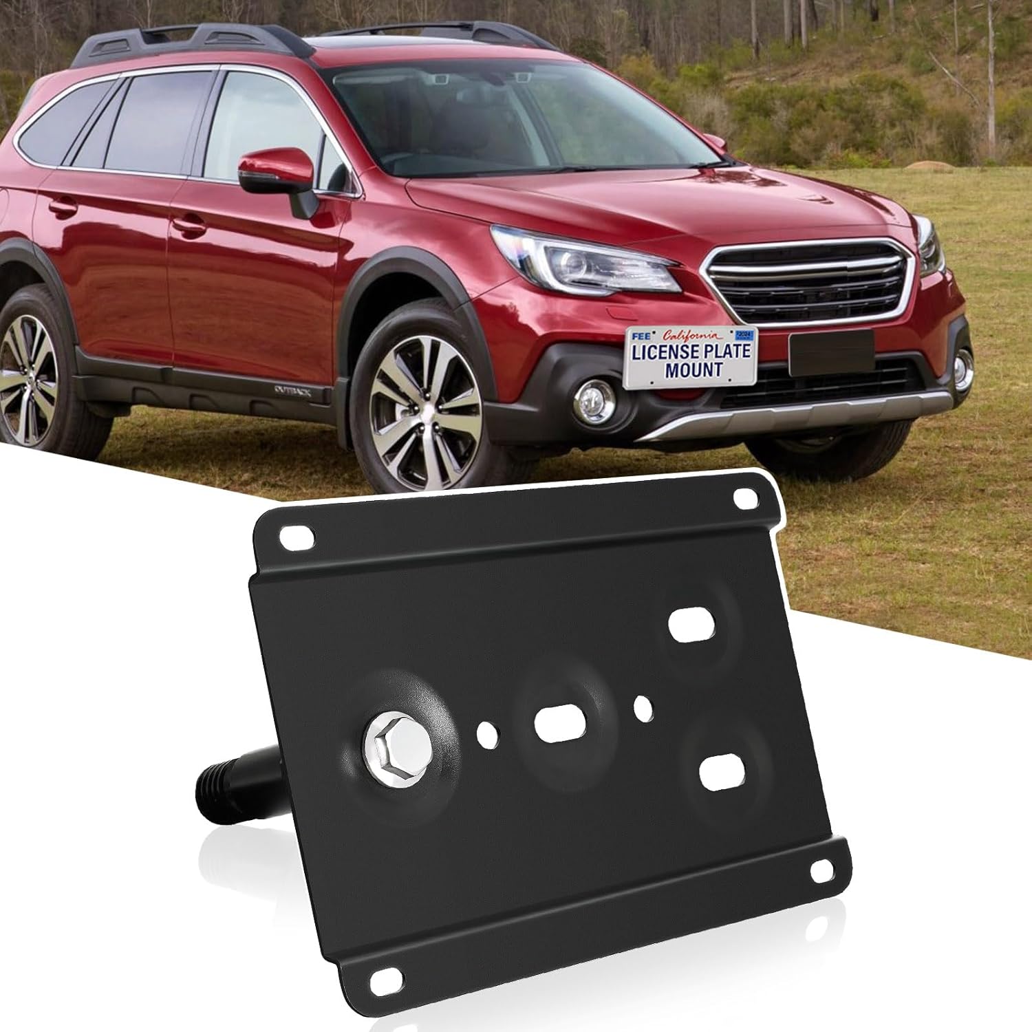 Front Bumper Tow Hook License Plate Mount Bracket Holder No Drill Adapter Compatible with Subaru WRX and STI 2017-2023; Crosstrek 2016-2023; Impreza 2017-2023; 6757