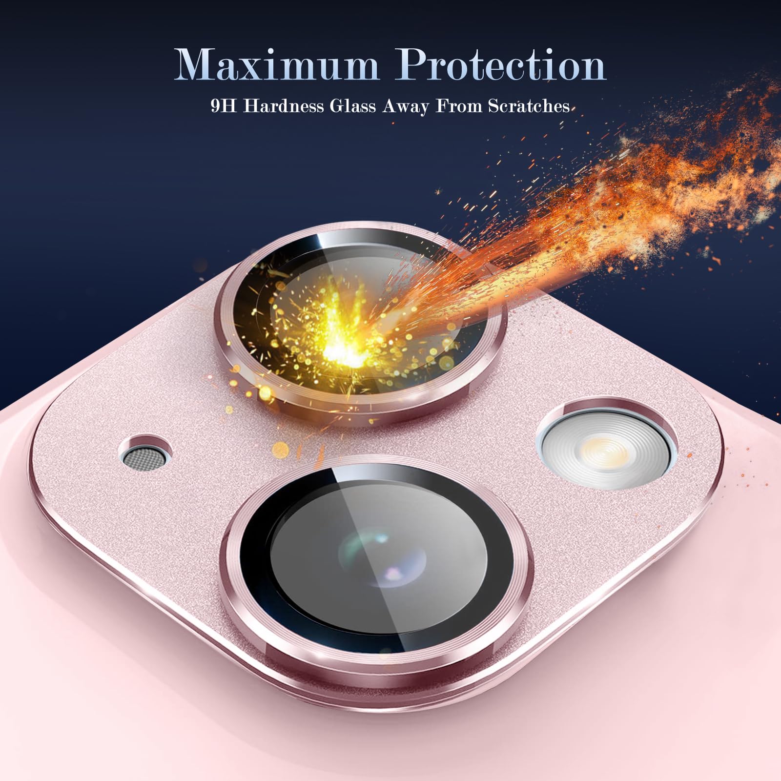 MiRowy Protezione Fotocamera Con Telaio In Metallo Per IPhone 15 / 15 Plus - Vetro Temperato 9H Anello Nero - Antigraffio