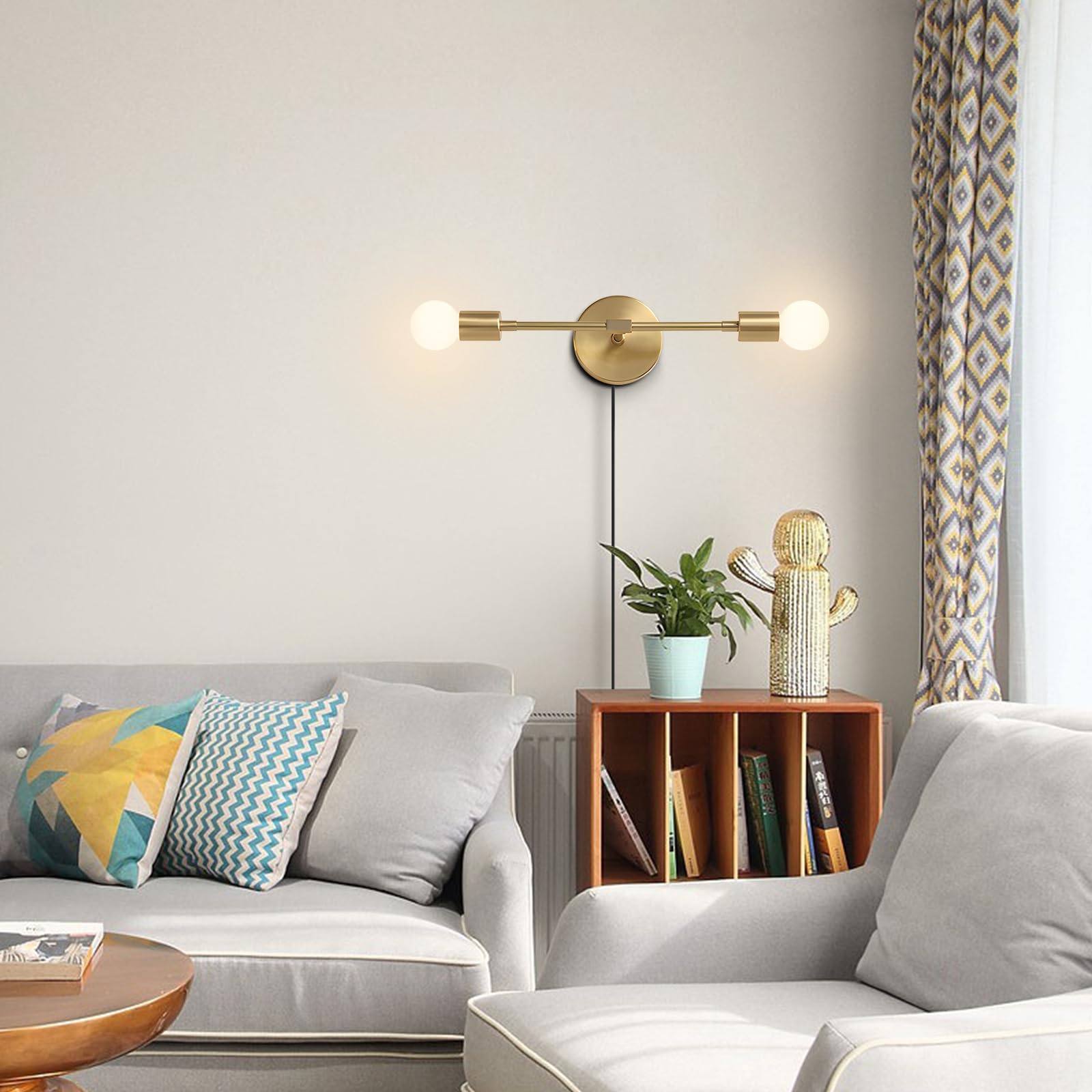 Snapklik.com : Lighting Gold Plug In Wall Sconce 2 Light Bathroom ...