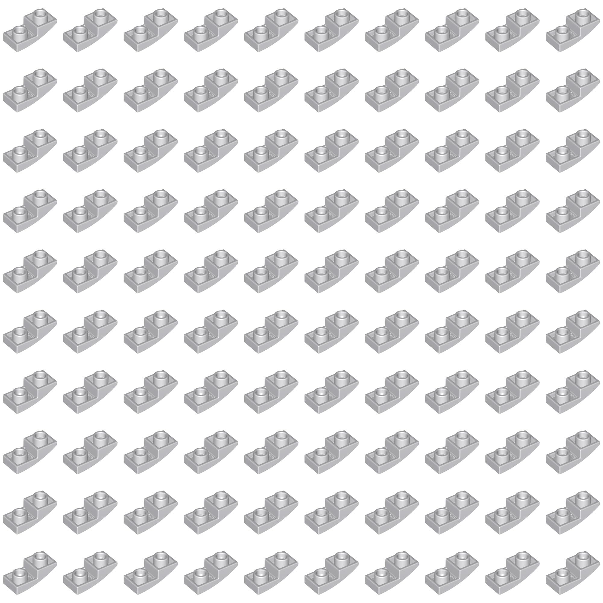 LEGO Slope, Curved 2 x 1 x 2/3 Inverted, Part 24201 (Light Bluish Gray, 10, Bricks)