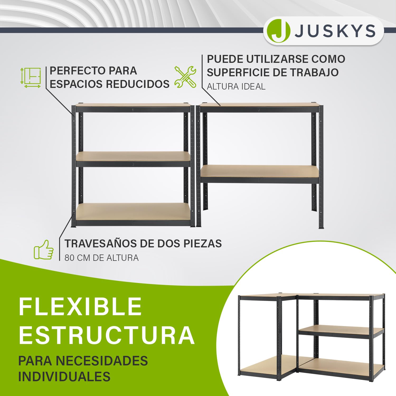 Juskys Estantería para Cargas Pesadas Basic 200x100x60cm (AlxAxP) | 875 kg | 5 estantes | Estantería de almacenaje Estantería metálica con Sistema de Encaje para sótanos Sistema de estanterías (Gris)
