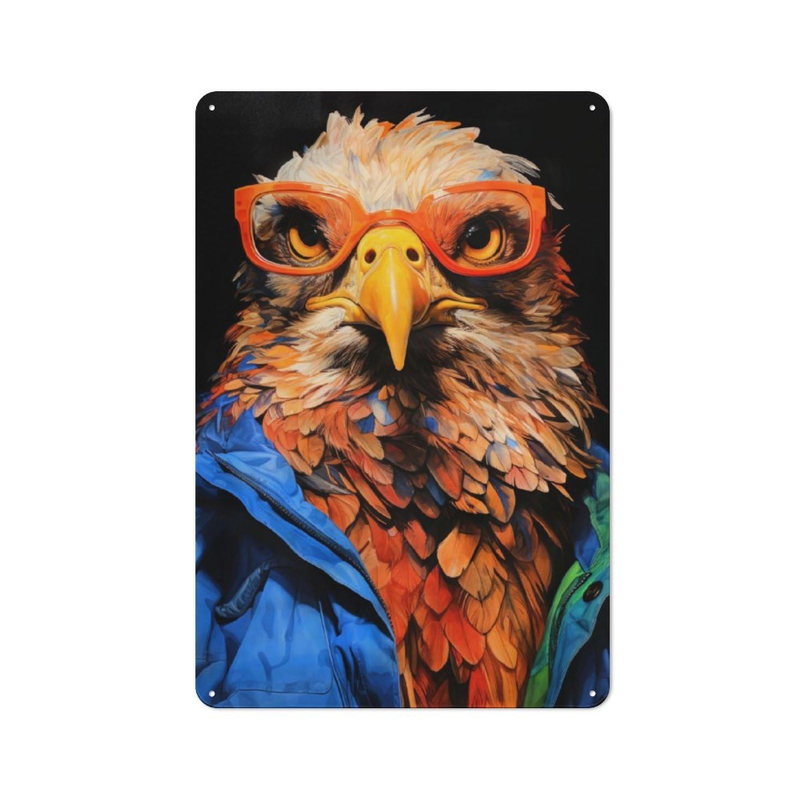 Junmoney Animal Eagle Shop Front Style Metal Wall Decor 30X20cm, Vintage Metal Sign For Tea Room, Shop Wall Or Breakfast Area