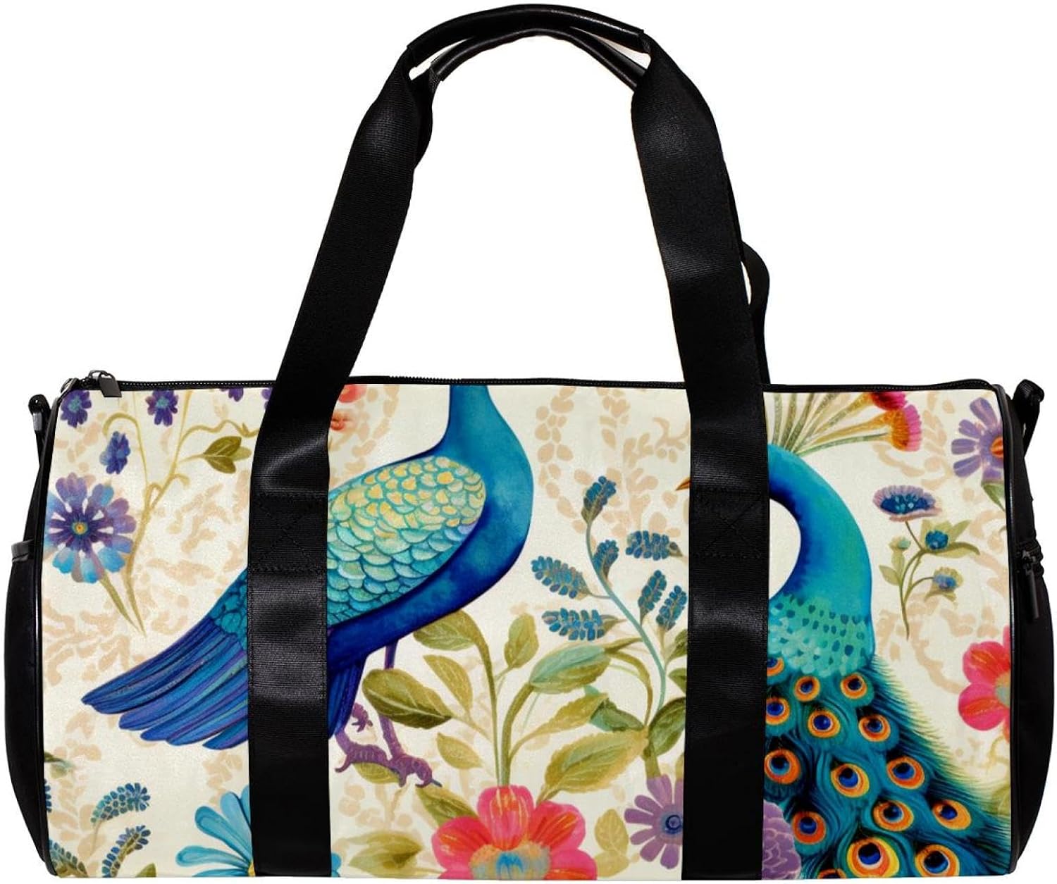 Gym Bags for Women,Duffle Bag for Travel,Floral Peacock,Gym Bag for Men