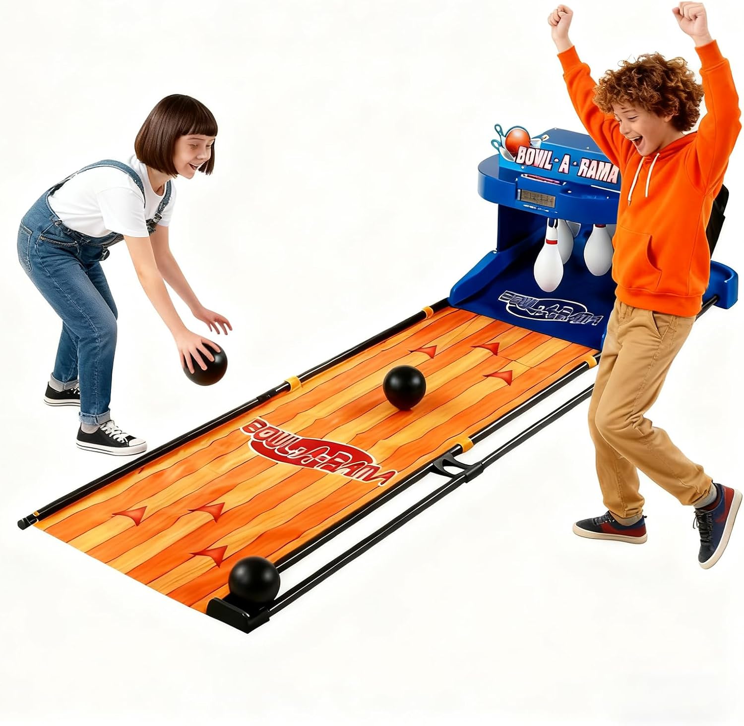 Electronic Bowling Alley Game with Automatic Reset Indoor Bowling Sports Console with LED Electronic Scoreboard Lighting Simulation Sound Effect for Children and Adults 2m/6.56ft