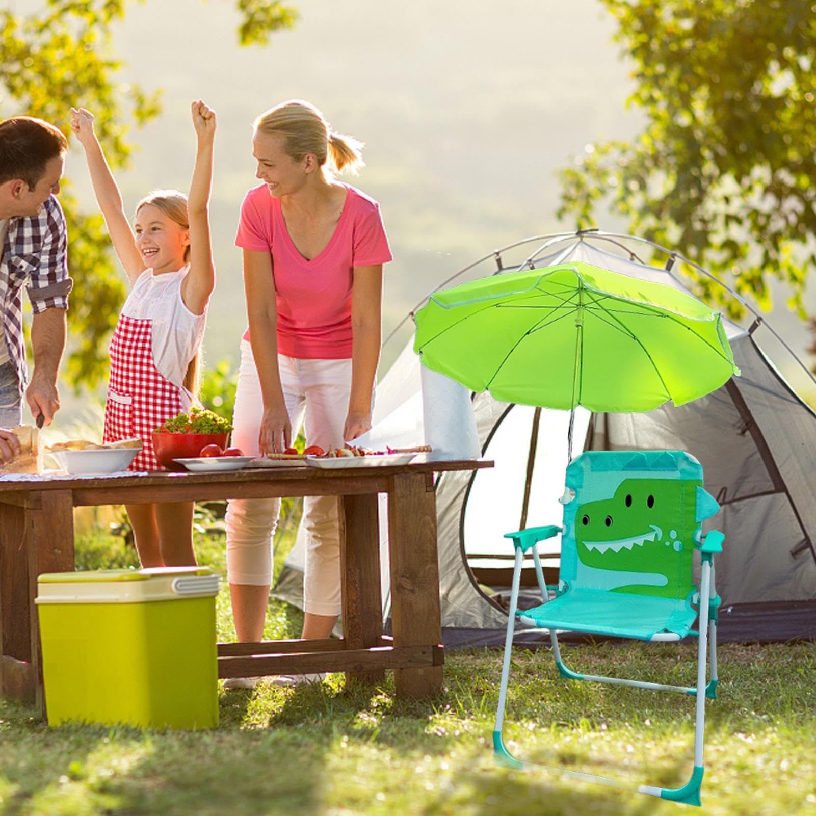 Silla De Playa para Niños con Sombrilla | Silla Plegable Infantil con Parasol Resistente Al Viento - Asiento de Resistente con Sombra para Piscina Terraza Jardín y Exteriores