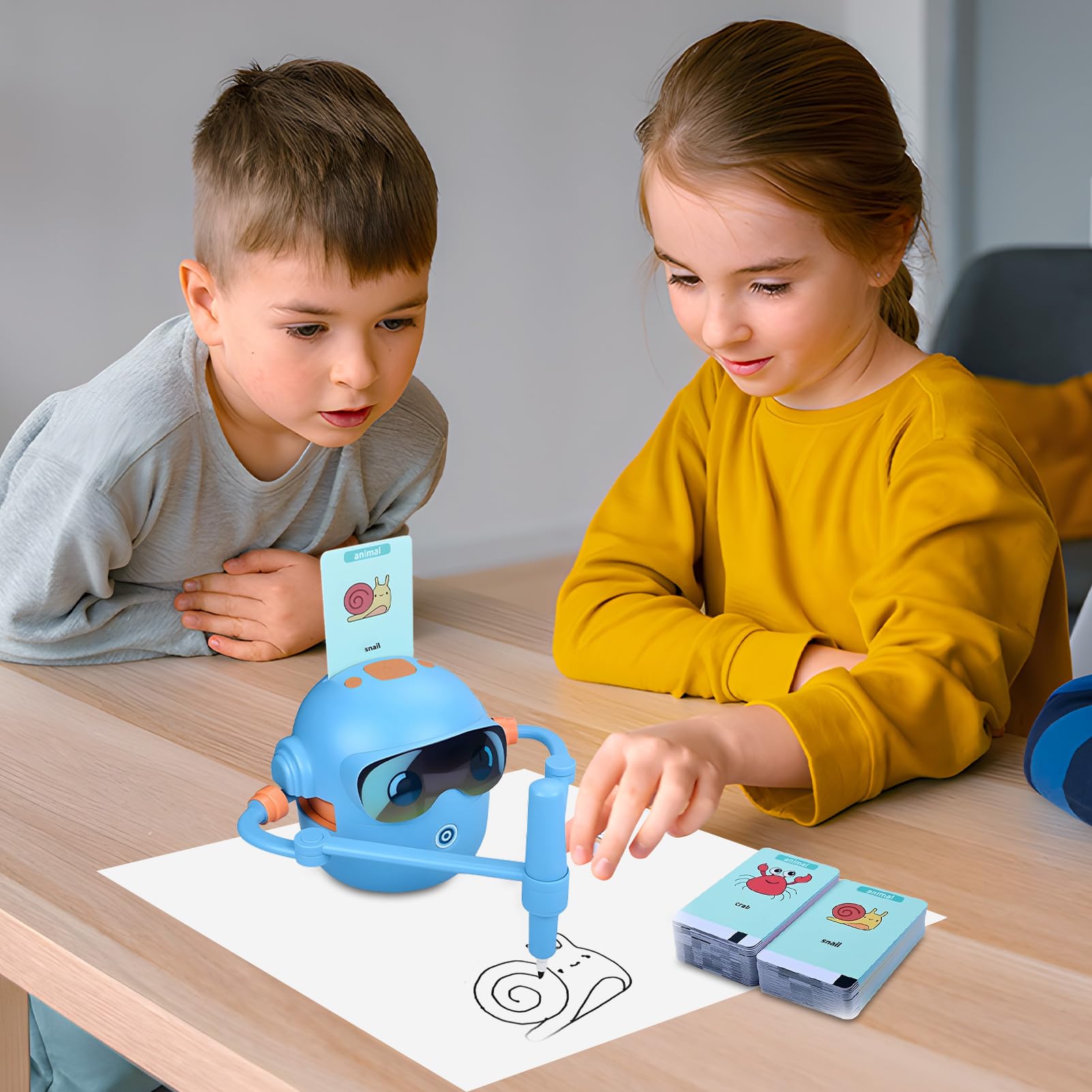 Robot Da Disegno Per Bambini Con Guida Vocale e 100 Carte | Macchina da Disegno Educativa e Interattiva Per Bambini, Ragazzi E Ragazze, Ideale Per Viaggi, Scuola E Asilo Infantile