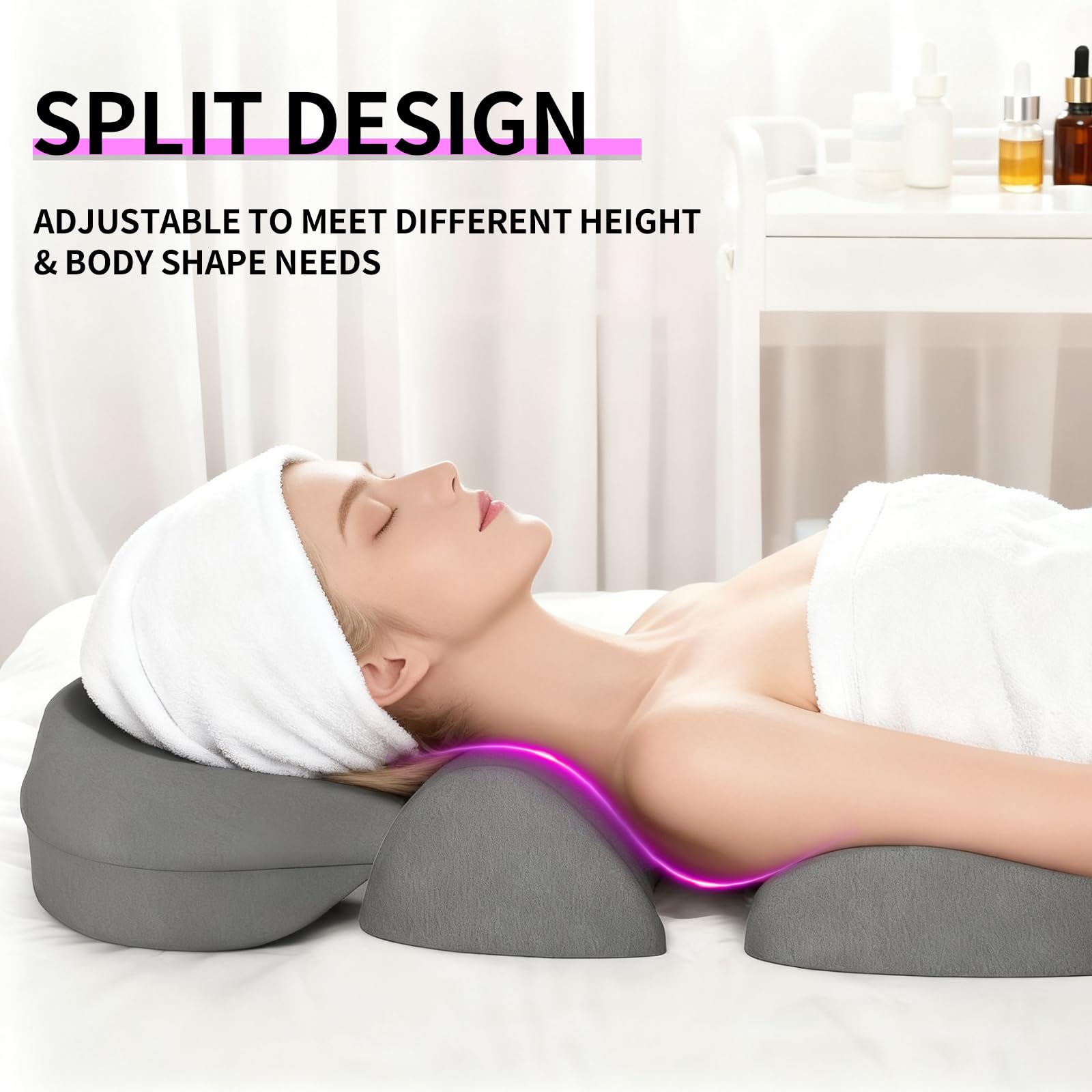 JAOGAUS Almohada de Masaje Facial, Almohada de Soporte para el Pecho, Almohada de Cama Facial, Almohadilla de Soporte para Salones de Belleza, para Dormir Adecuada para Salones de Belleza o SPA