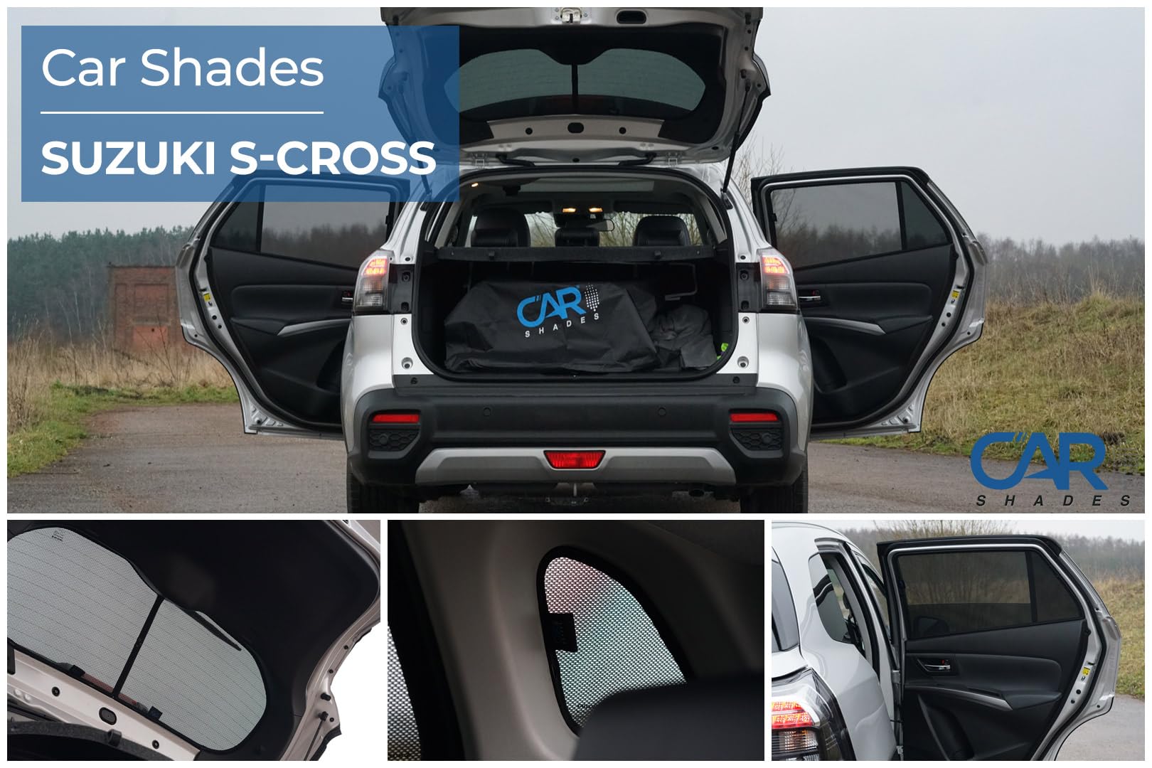 Set de Car Shades Compatible avec Suzuki S-Cross 5 Portes 2022- (6-pièces) Pare-Soleil sur Mesure pour Voiture